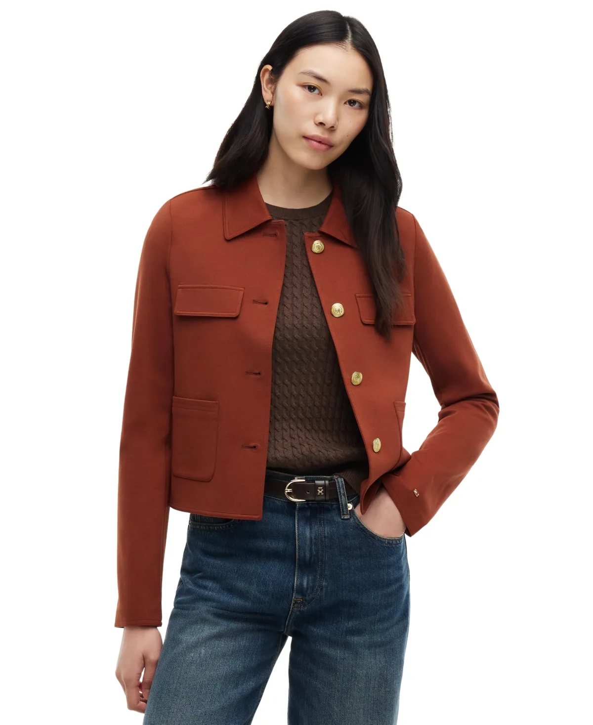 Ponte Knit Band Collar Jacket by Tommy Hilfiger