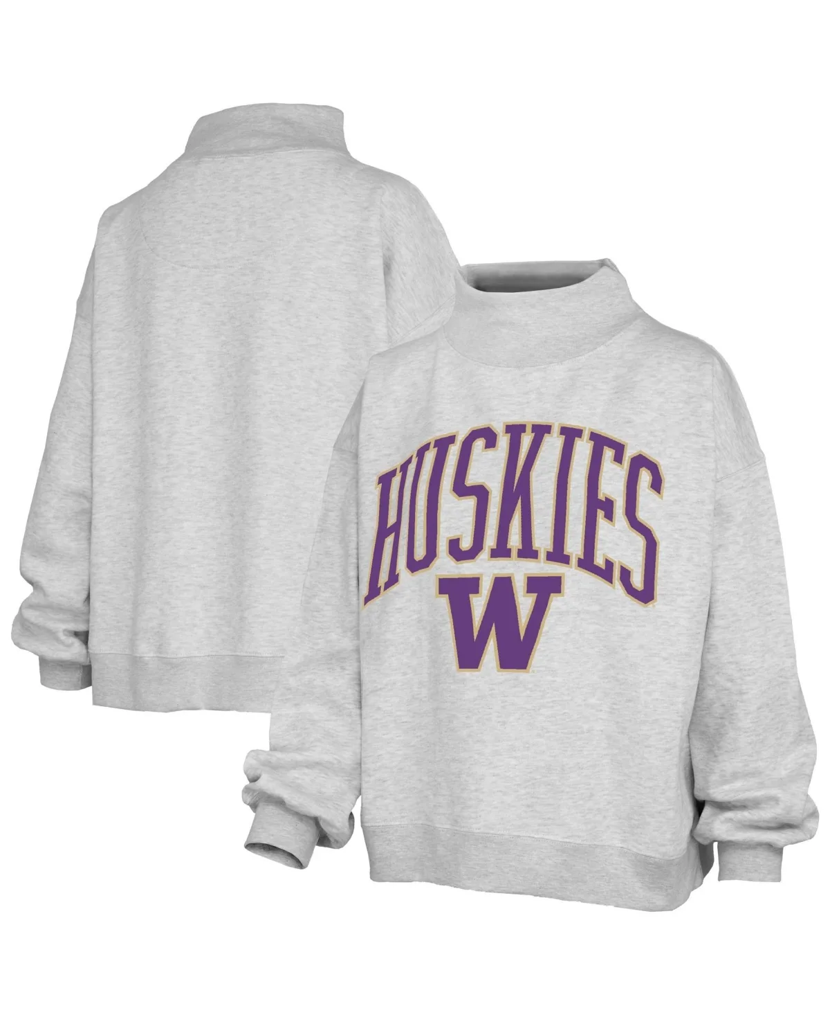 Washington Huskies Oversized Slogan Fleece Mock Neck Sweatshirt by Pressbox