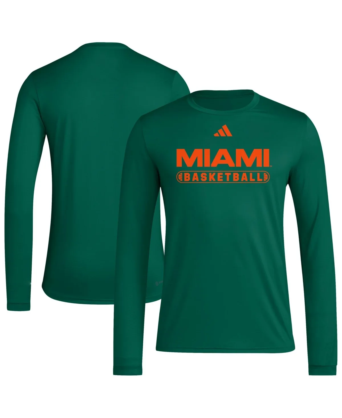 Miami Hurricanes On-Court Pregame Long-Sleeve T-Shirt by adidas
