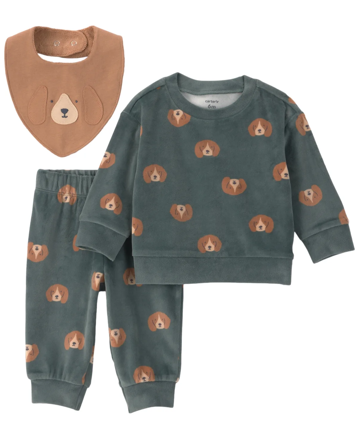 Dog Long-Sleeve Top, Pants, and Bib, 3-Piece Set by Carter's
