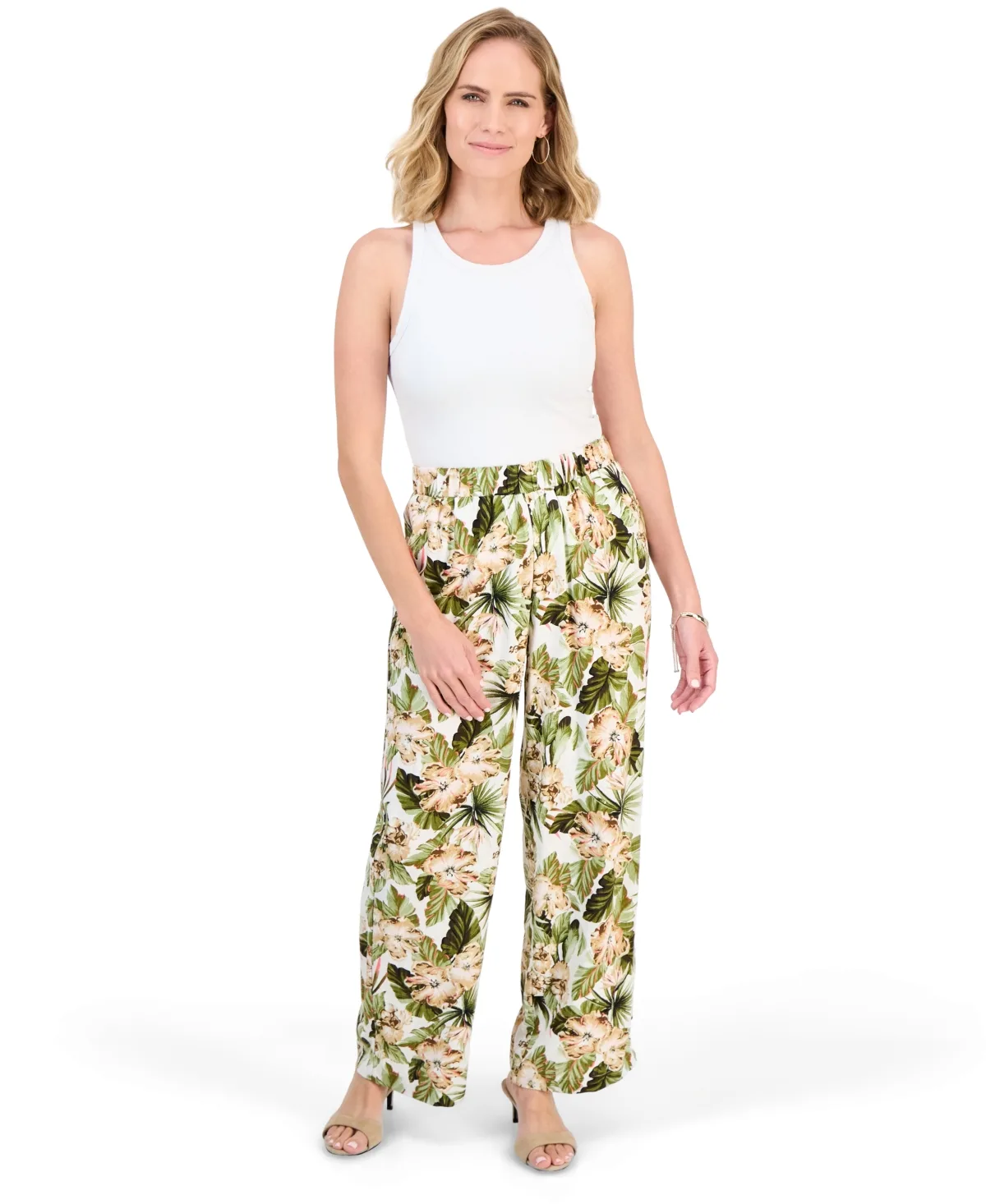 Untamed Paradise Wide Leg Tropical Print Pants by JM Collection
