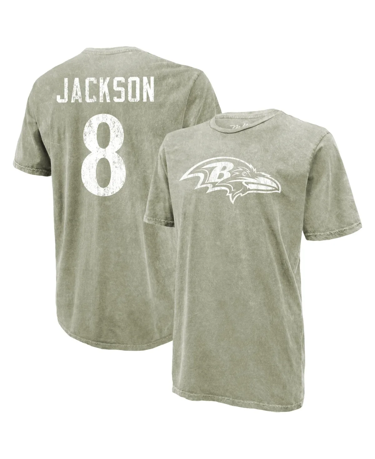 Lamar Jackson Baltimore Ravens Mineral Wash Name & Number T-Shirt by Majestic