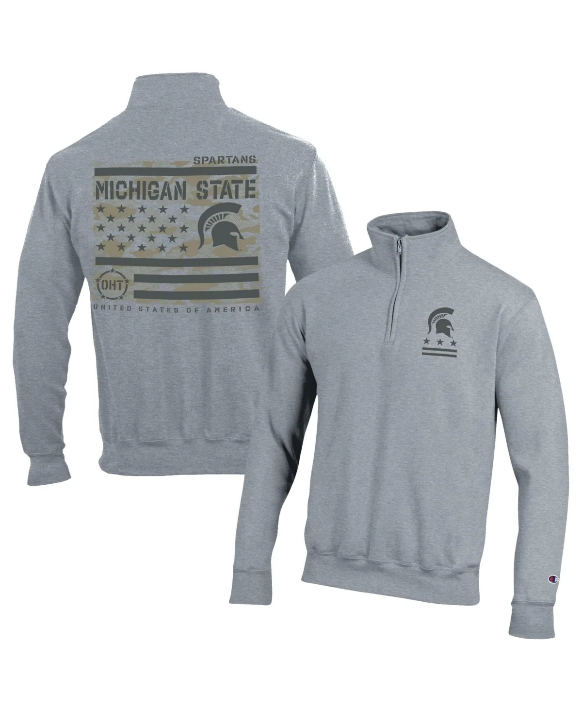 Michigan State Spartans Operation Hat Trick Flag Power Blend Fleece Quarter-Zip Pullover by Champion