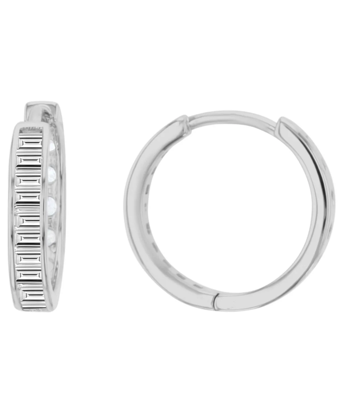 Cubic Zirconia Rhodium-Plated Sterling Silver Small Huggie Hoop Earrings by Macy's