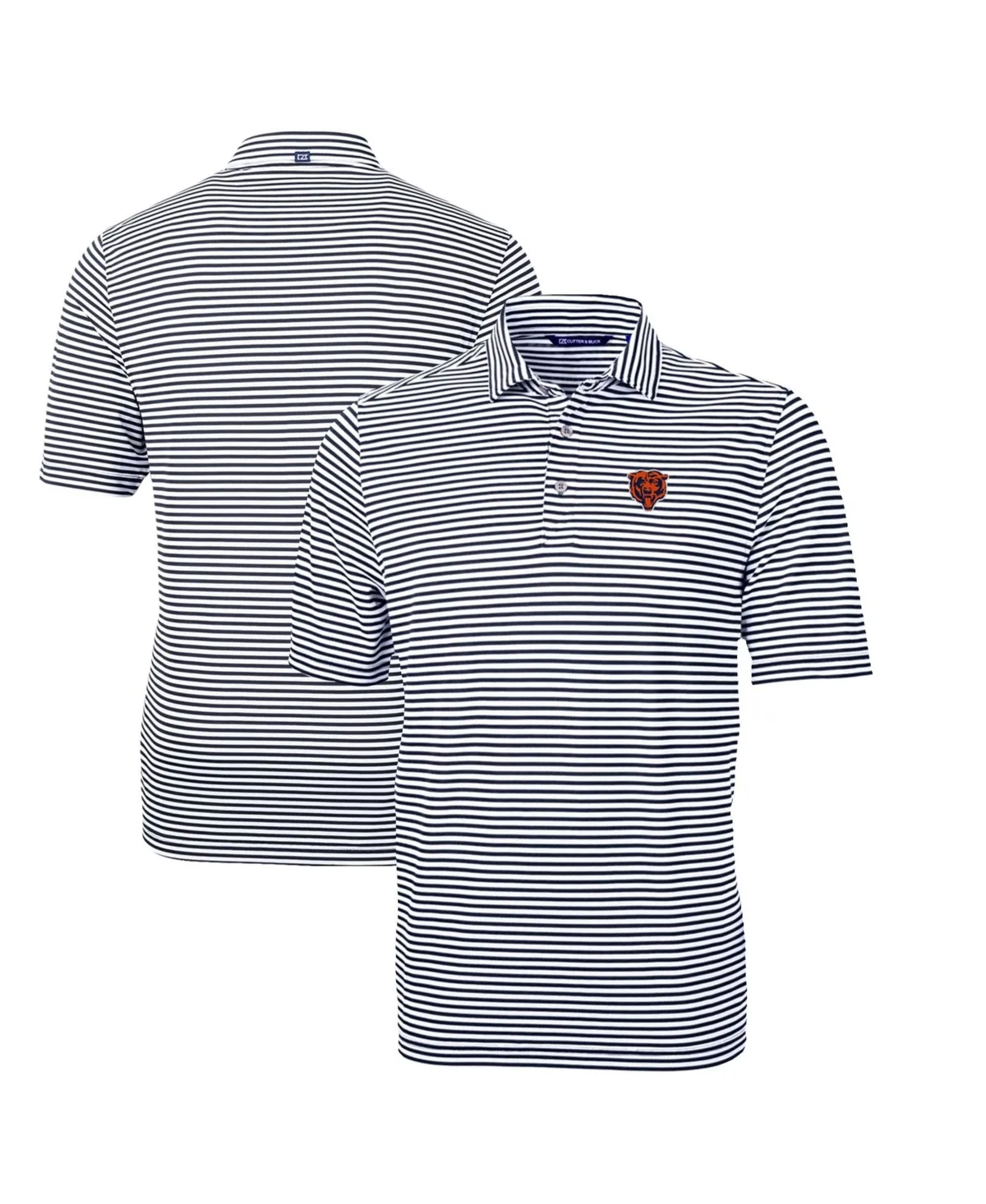 Chicago Bears Throwback Logo Virtue Eco Pique Striped Polo Shirt by Cutter & Buck