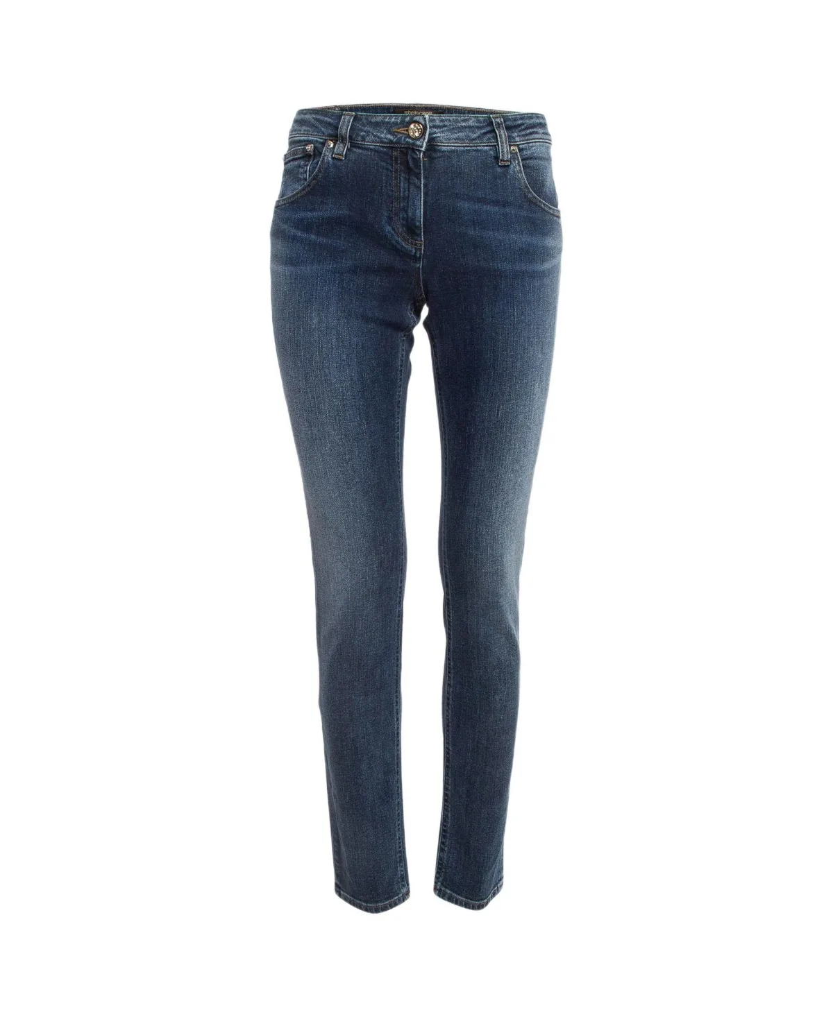 Mid-Rise Straight-Leg Faded Denim Jeans by Roberto Cavalli