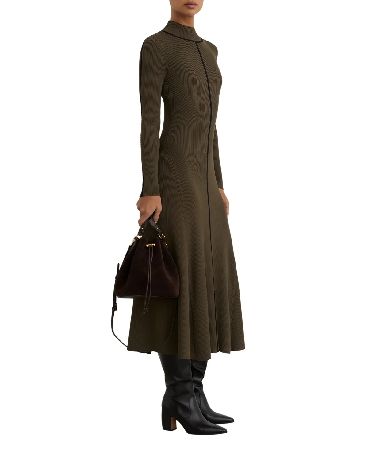 Polly Mock Neck Long-Sleeve Midi Dress by Reiss