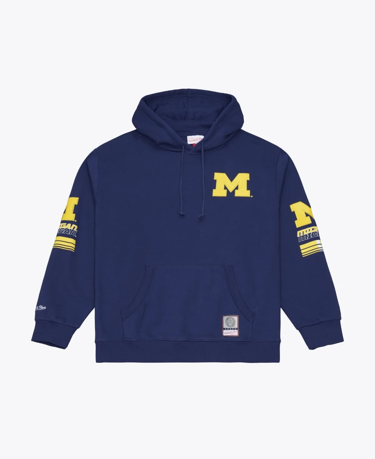 Michigan Wolverines Triple Check Fleece Pullover Hoodie by Mitchell & Ness