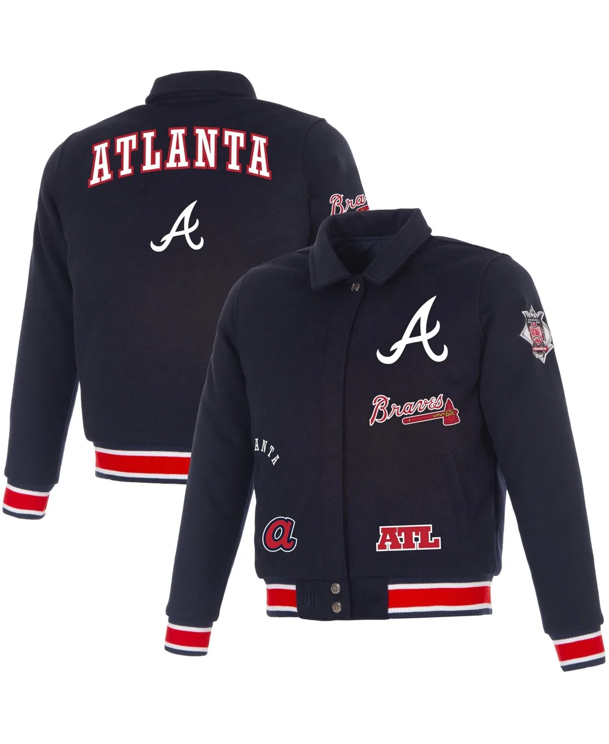 Atlanta Braves Reversible Wool Full-Snap Jacket by JH Design