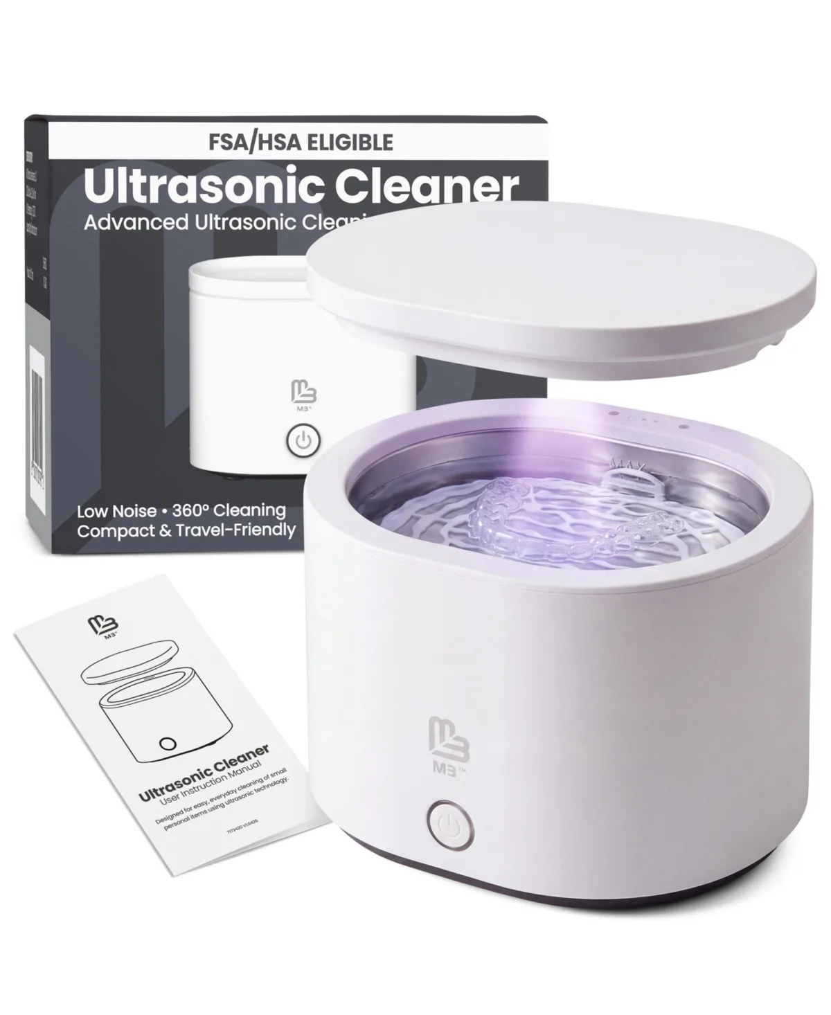 M3 Ultrasonic Cleaner for Retainers, Aligners, Dentures, Jewelry and Mouth Guards by M3