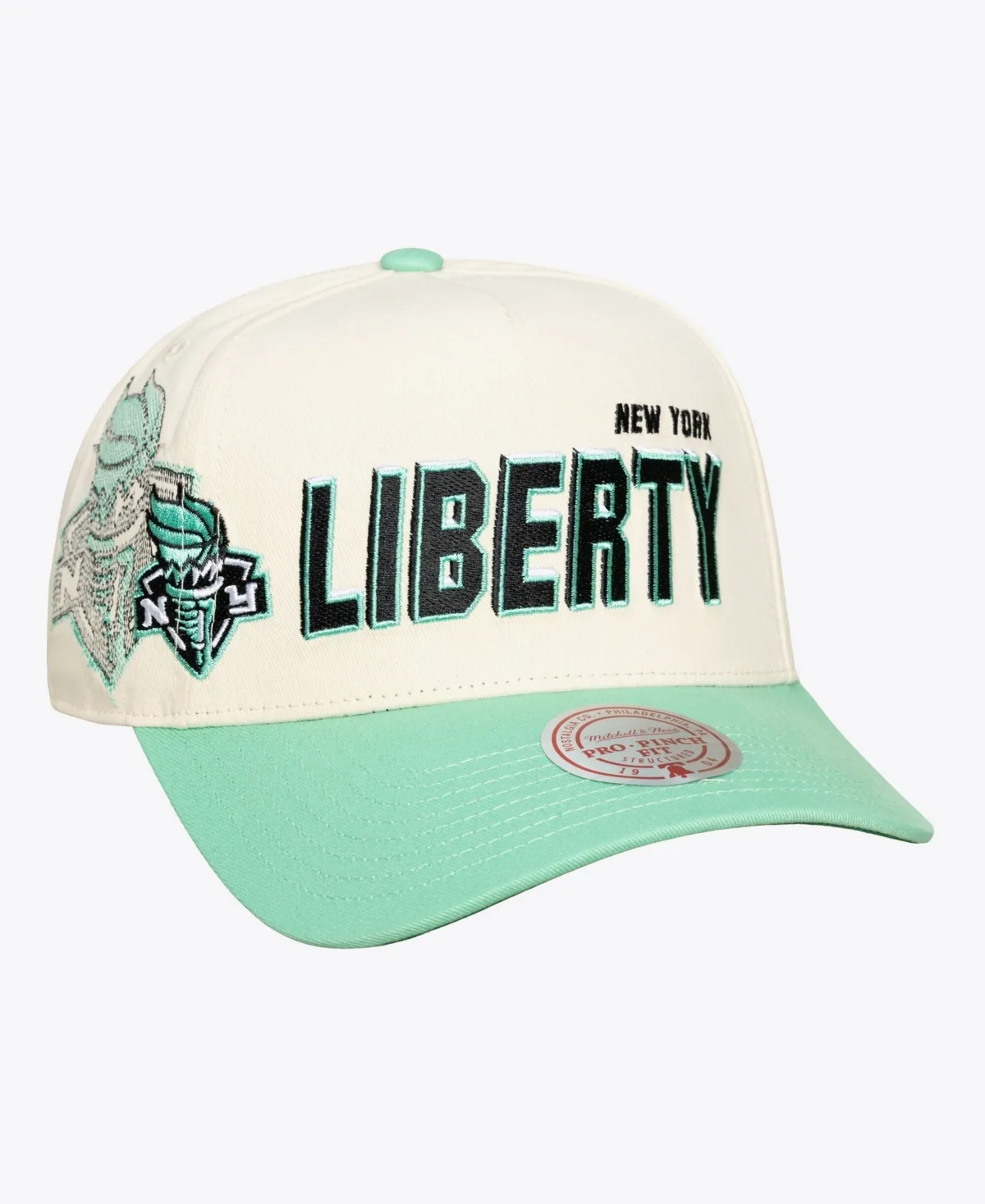 New York Liberty Big Time Pro Crown Adjustable Hat by Mitchell & Ness