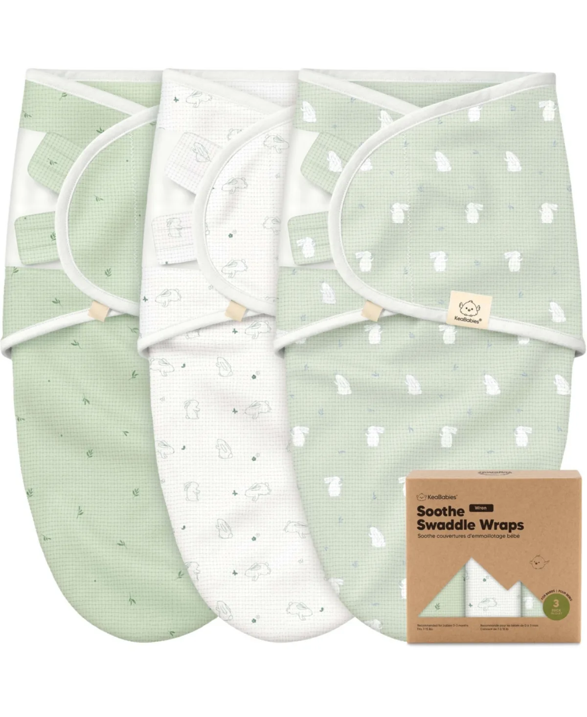 3pk Soothe Wren Swaddle Sleep Sacks, Newborn Swaddles Wrap 0-3 Months, Soft Baby Wearable Blanket by Keababies