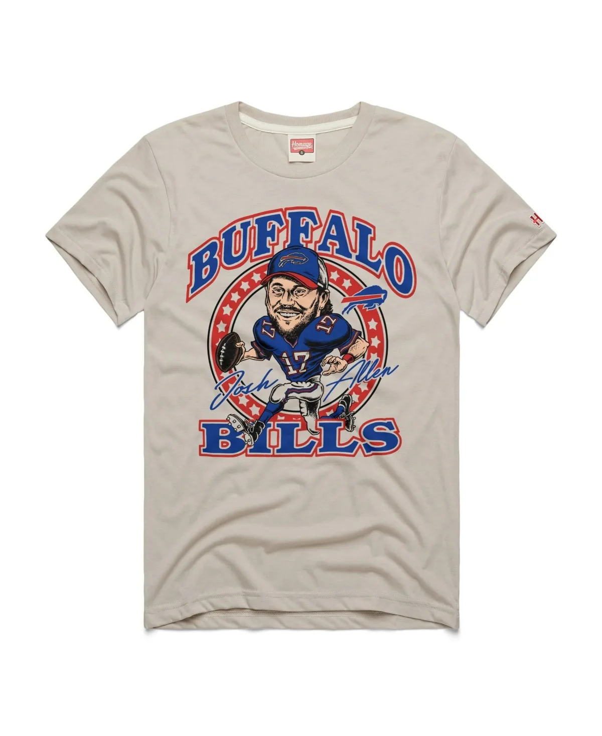 Josh Allen Buffalo Bills Caricature Player Graphic Tri-Blend T-Shirt - Stone by Homage