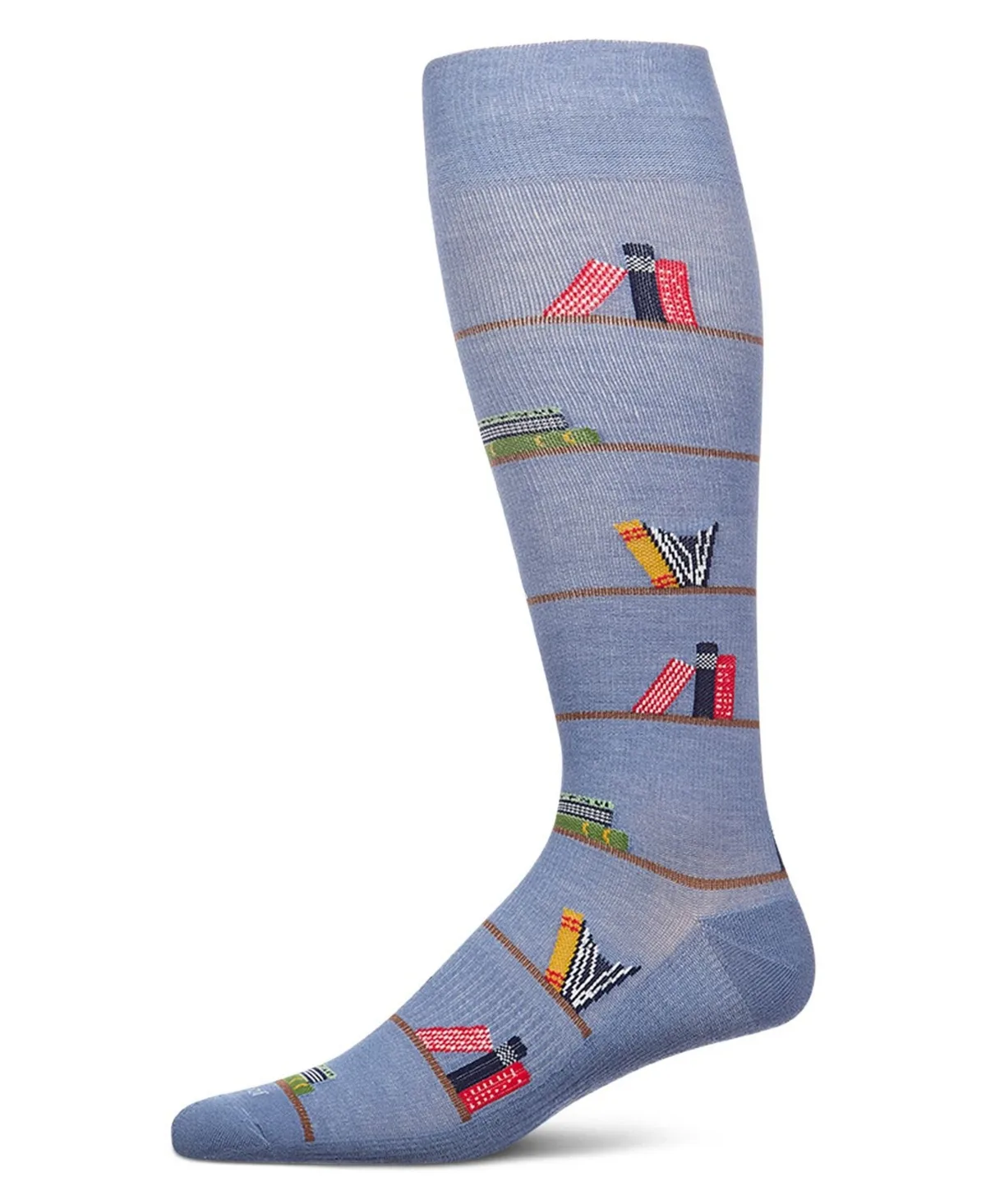 Bookshelf Rayon Blend Compression Arch Support Knee-High Socks - Denim by Memoi