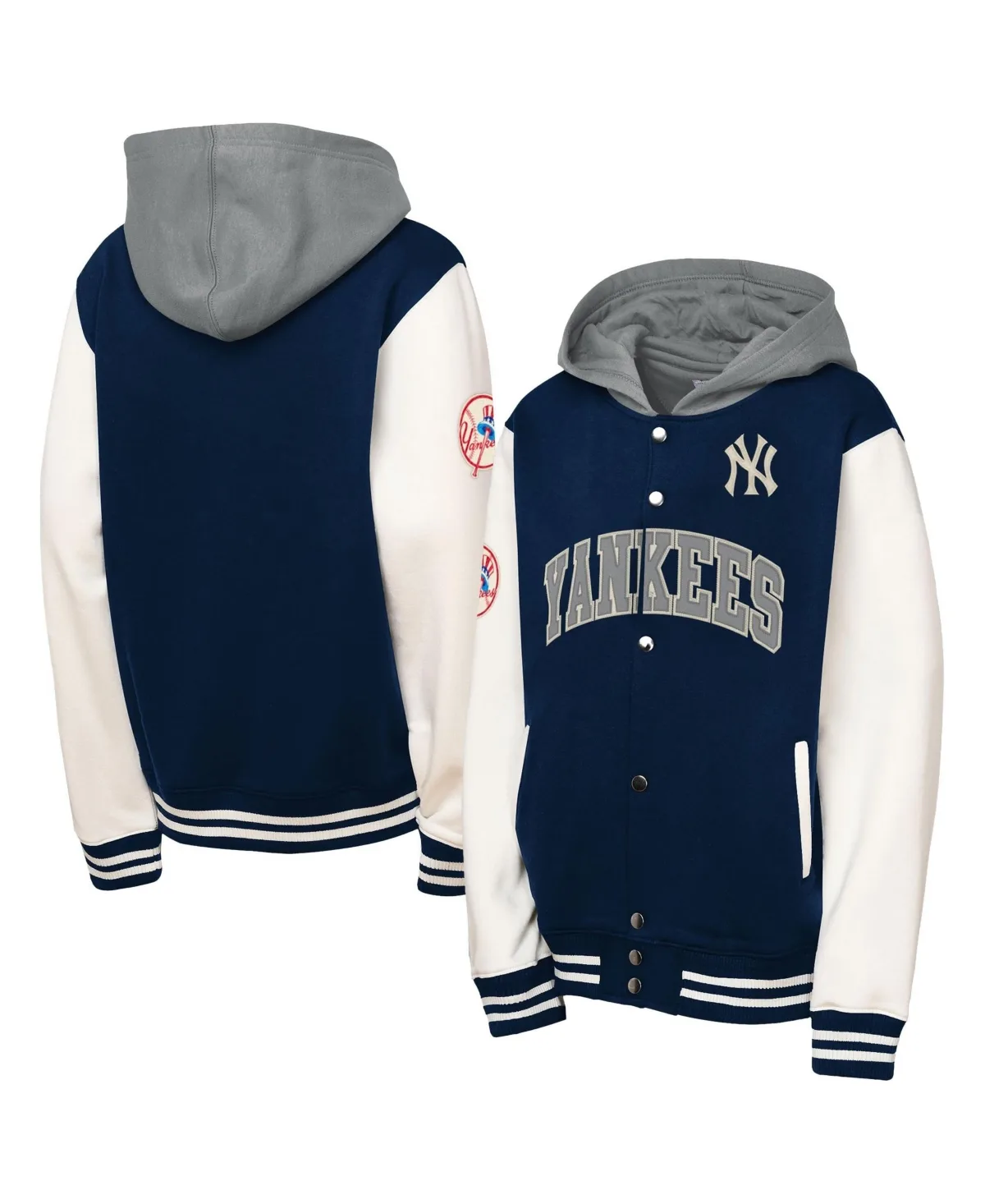 New York Yankees Courtside Fleece Full-Snap Hoodie by Mitchell & Ness