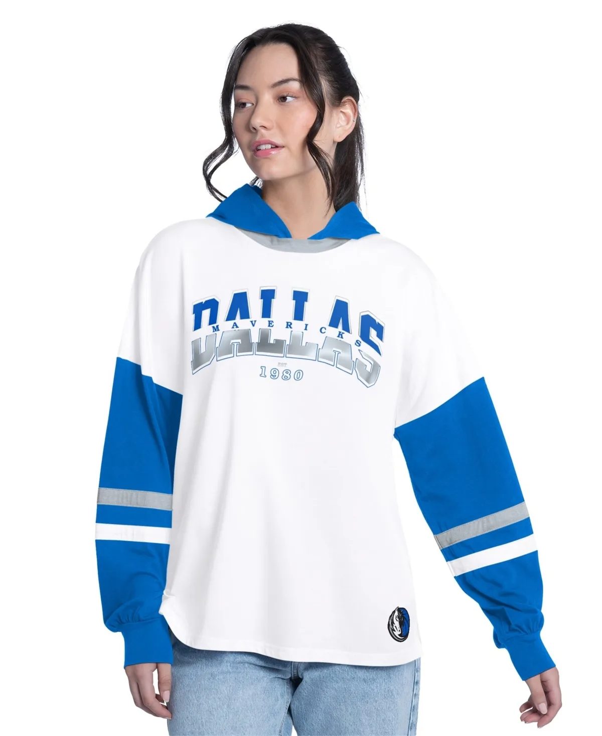 G-Iii 4Her by Carl Banks Dallas Mavericks Key Player Oversized Hooded Long-Sleeve T-Shirt by G-III