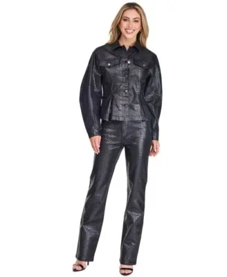 Snake Print Faux Leather Jacket Snake Print Jeans by Kittenish