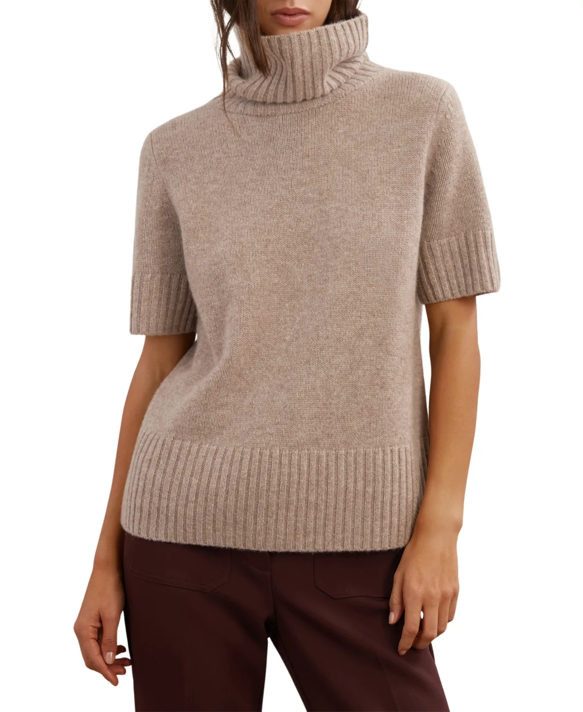 Esme Cashmere Short-Sleeve Turtleneck Sweater by Reiss