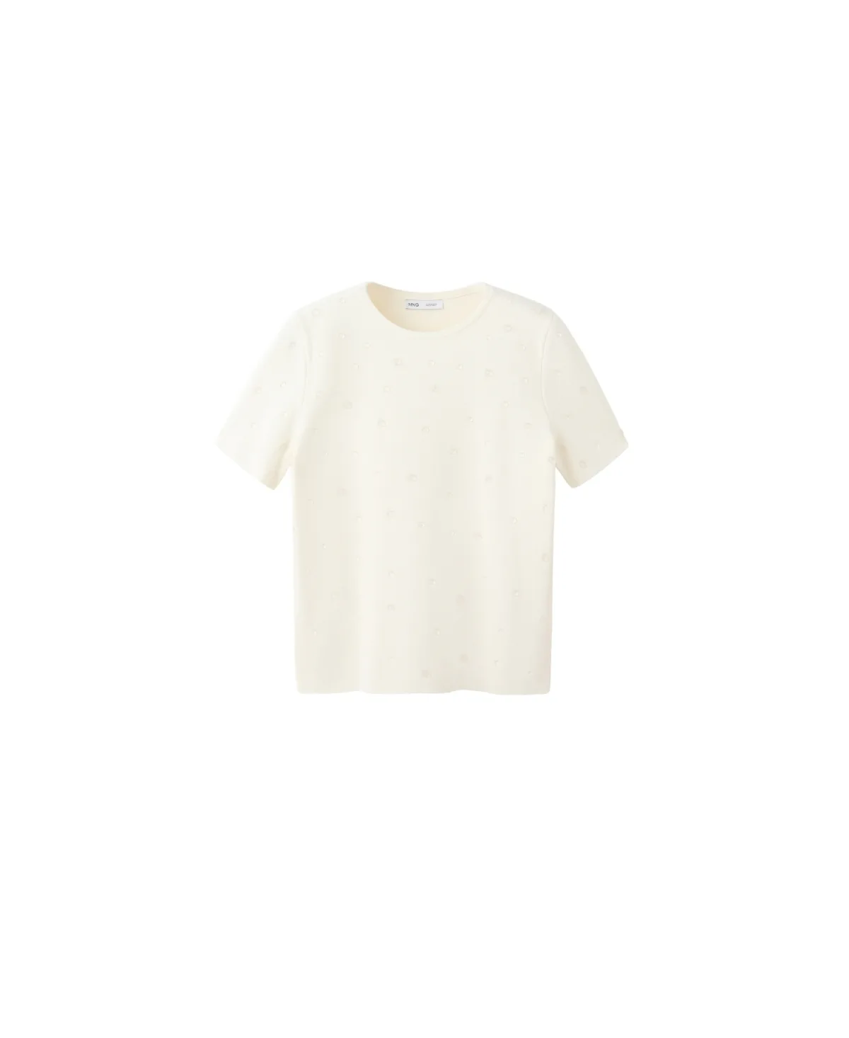 Beaded Crewneck Short-Sleeve Sweater