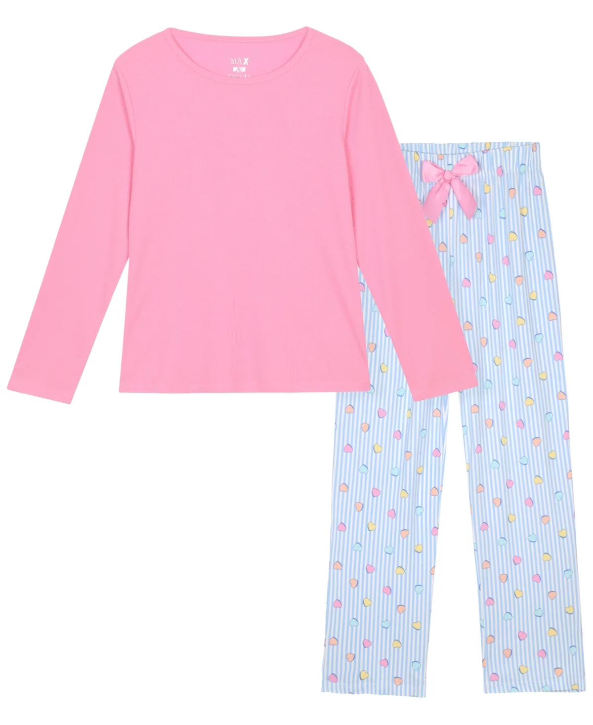 Milky Heart Ribbed Long-Sleeve Top and Pants, 2-Piece Set by Max & Olivia