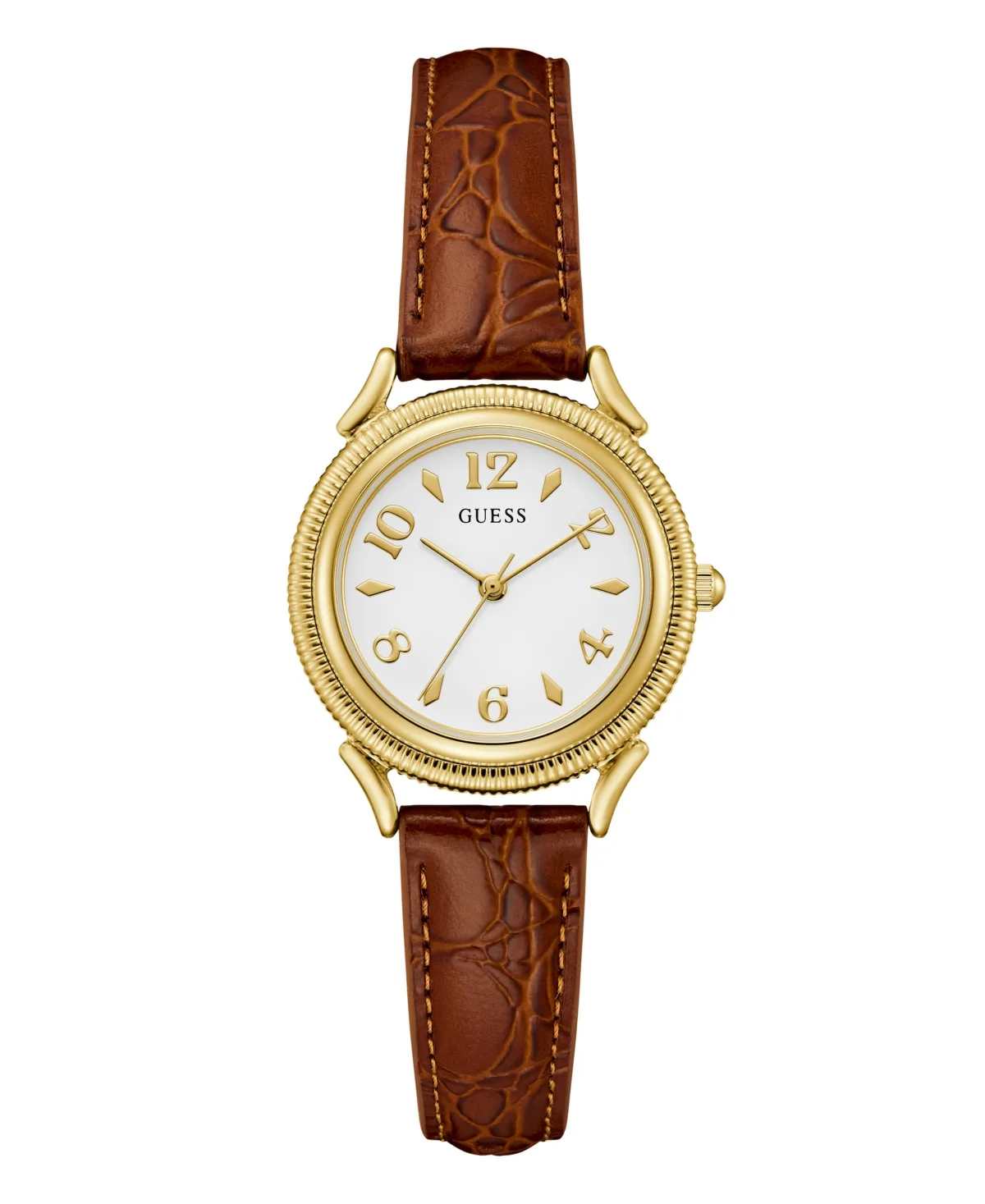Analog Quartz Brown Leather Watch 31mm by GUESS
