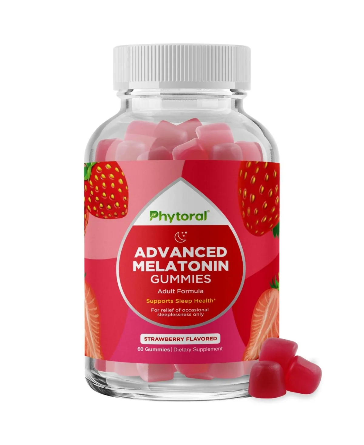 Melatonin Gummies 5mg, Strawberry Flavor, Sleep Support Supplement, 60 Count by Phytoral