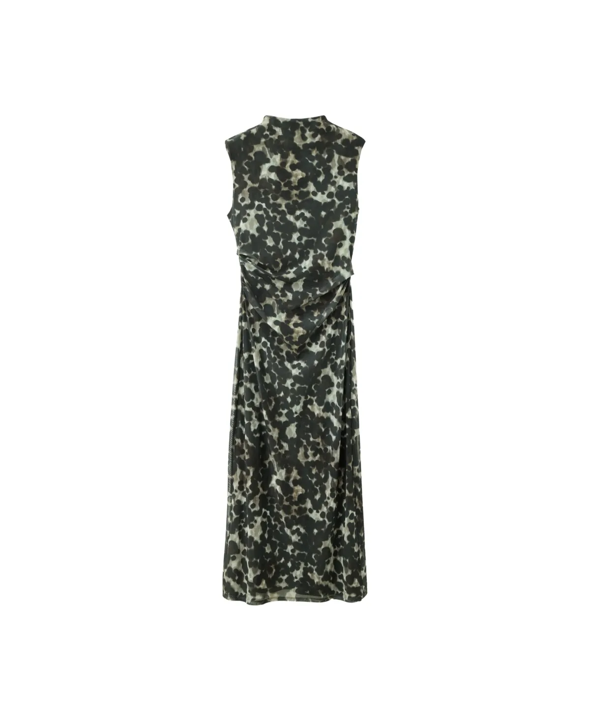 Mock Neck Printed Ruched Midi Dress by Mango