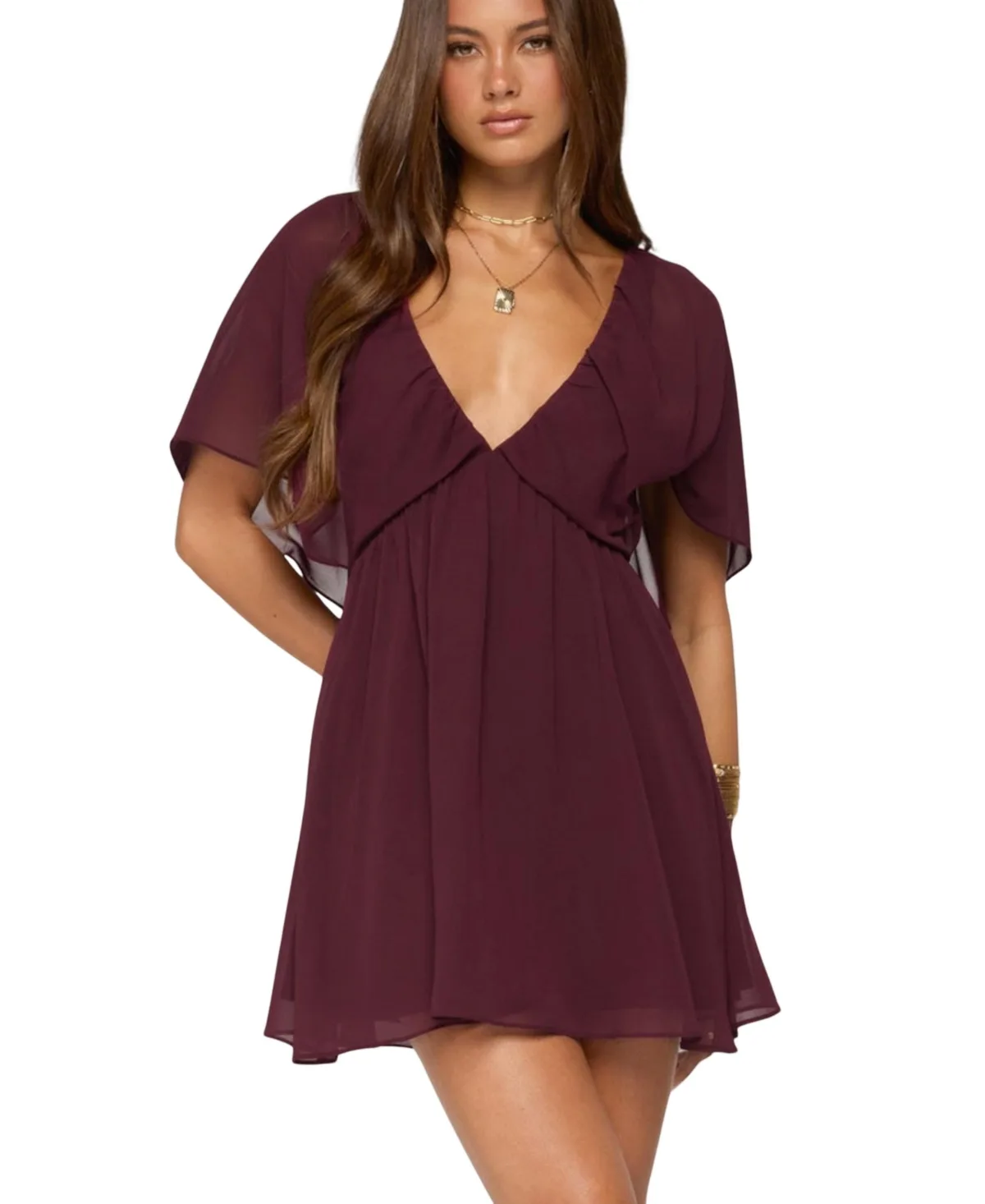 Rosalee Chiffon Babydoll Mini Dress by Edikted