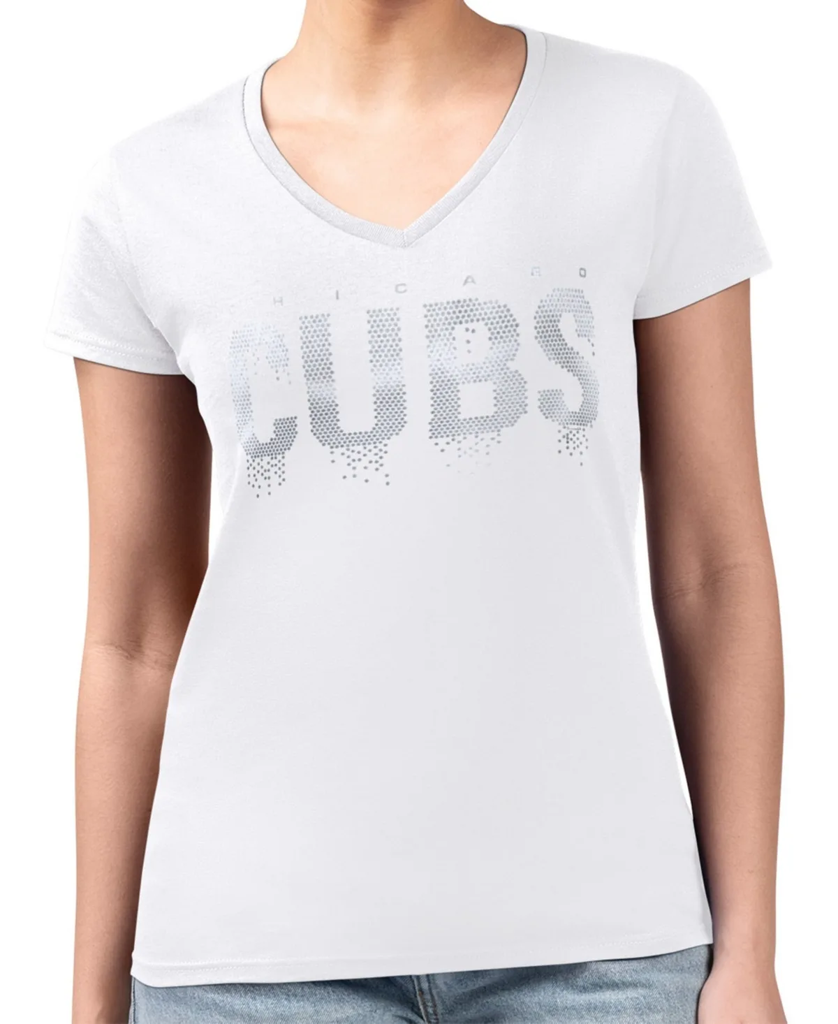 G-Iii 4Her by Carl Banks Chicago Cubs Super-Slim Fit Metallic T-Shirt by G-III
