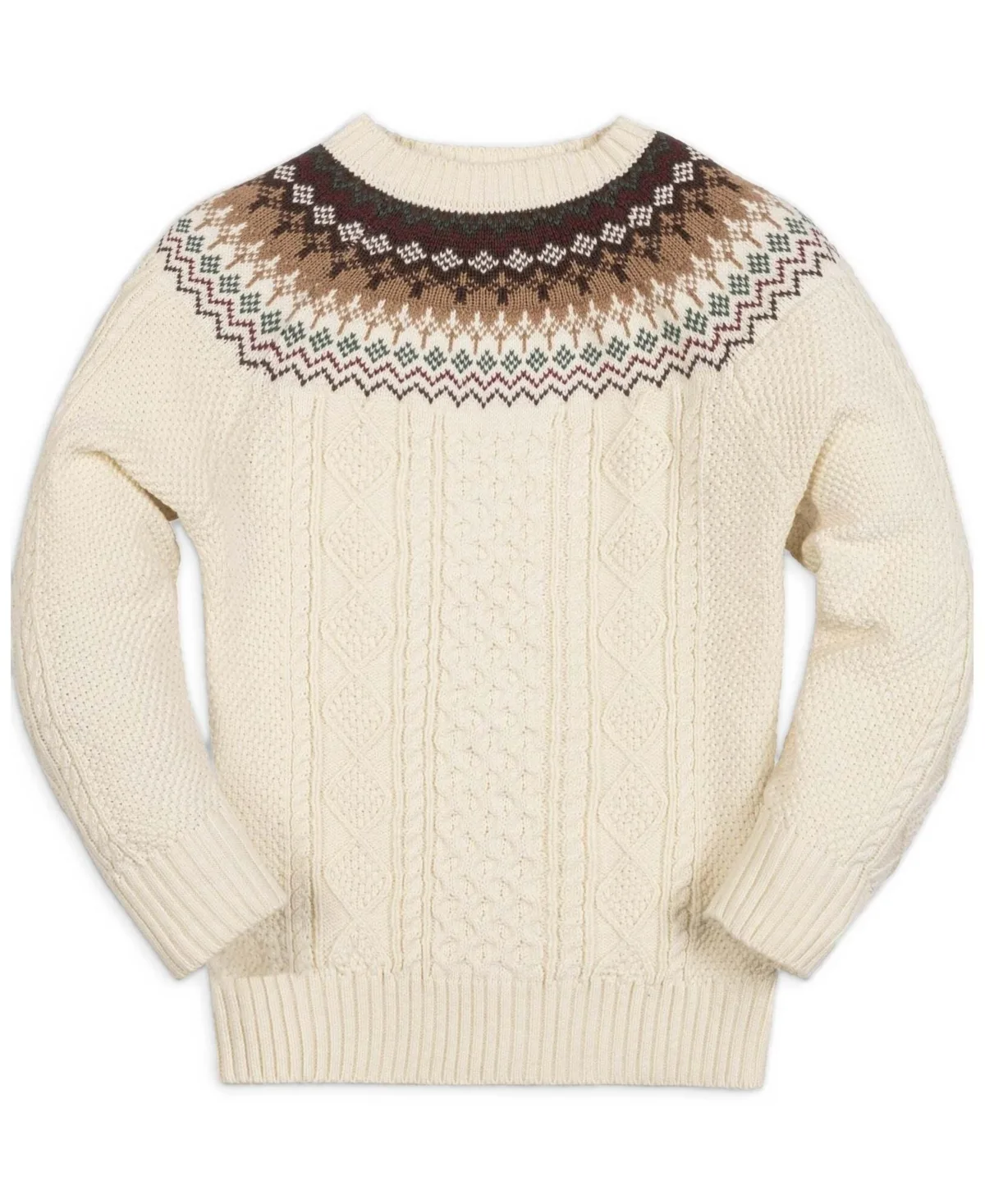 Cable-Knit Fair Isle Organic Cotton Sweater by Hope & Henry
