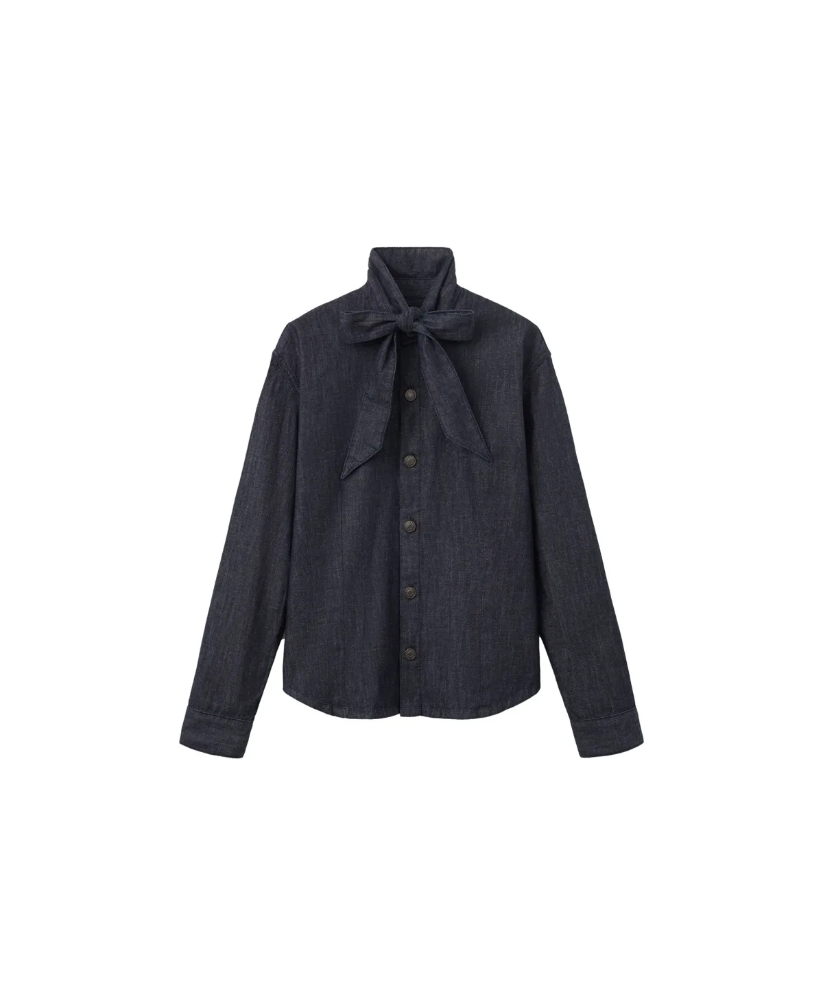 Becky Bow-Detail Long-Sleeve Denim Shirt by Mango