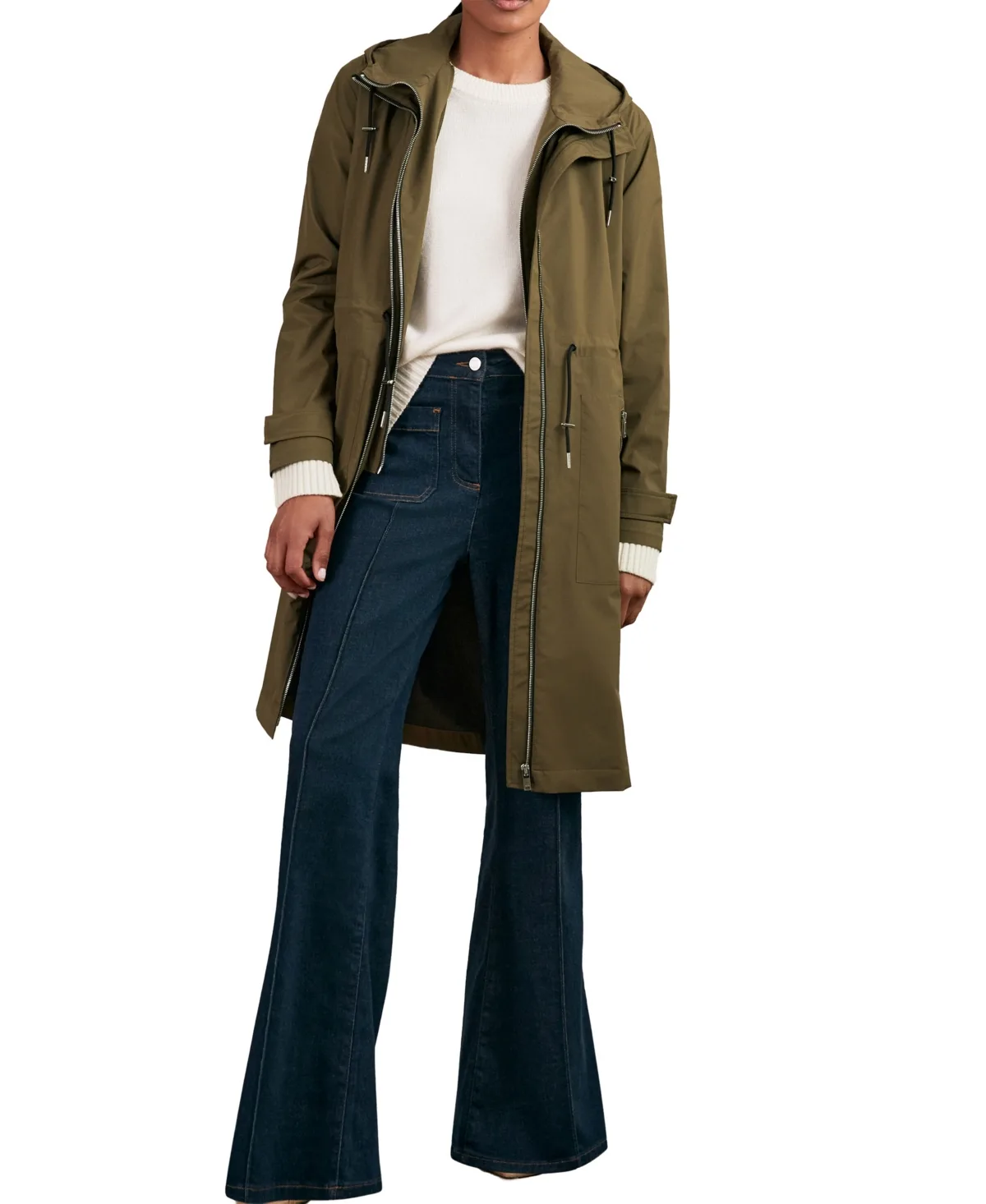 Alizeh Hooded High-Funnel-Neck Mid-Length Raincoat by Reiss