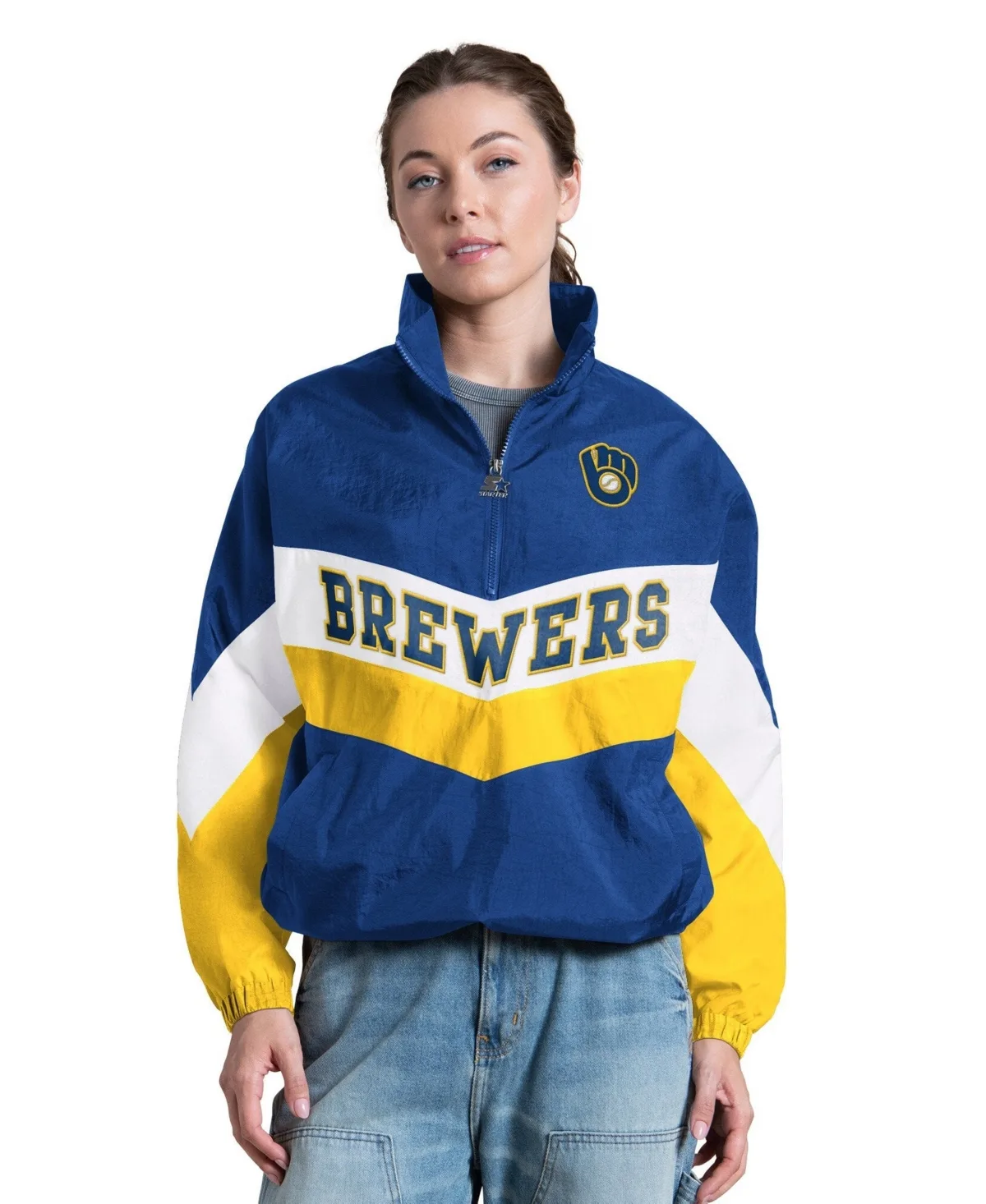 Milwaukee Brewers Yardline Quarter-Zip Pullover by Starter