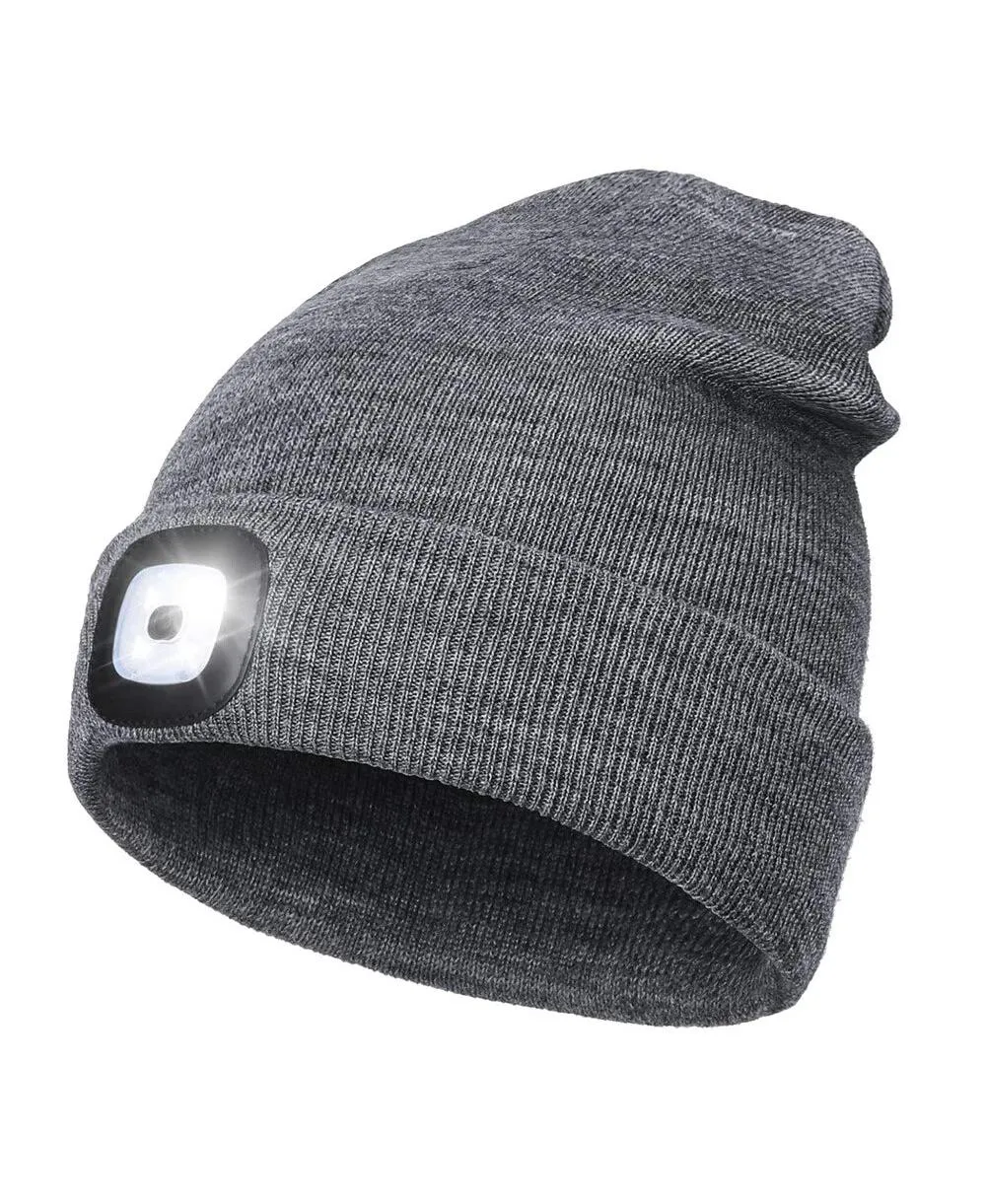Rechargeable Led Beanie with Headlamp, Winter Knit Hat by Ayamaya