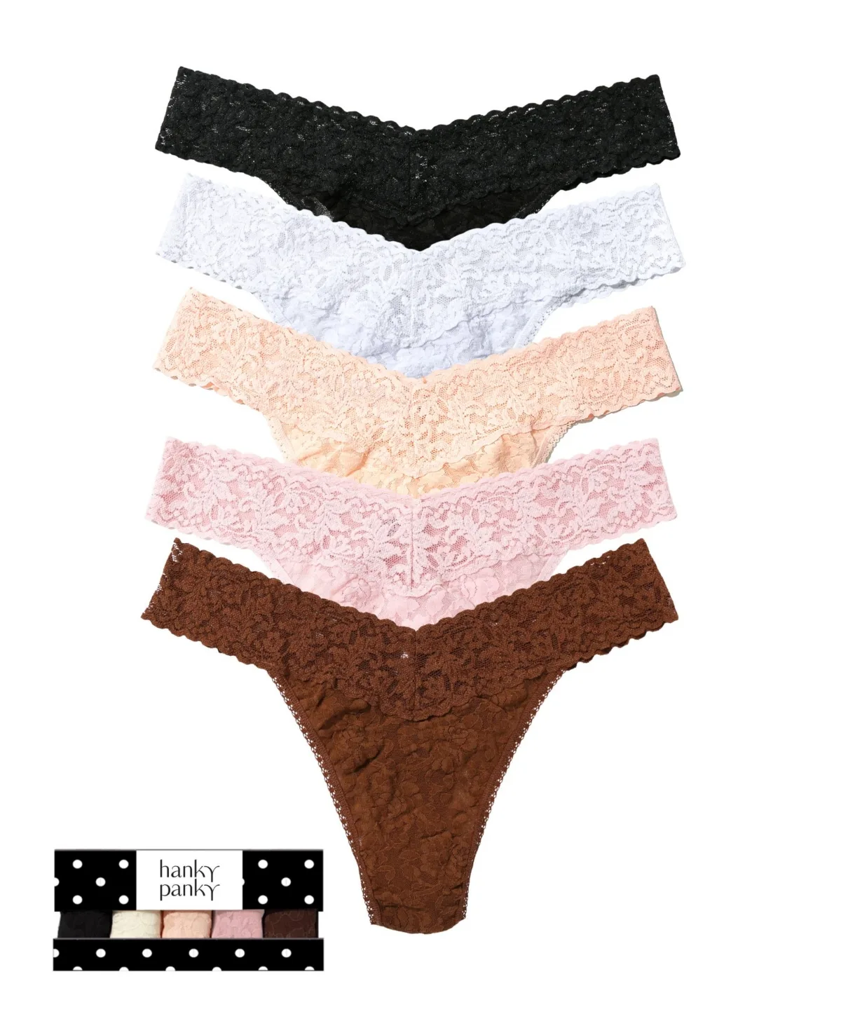 Signature Lace Original Thong 5 Pack by Hanky Panky
