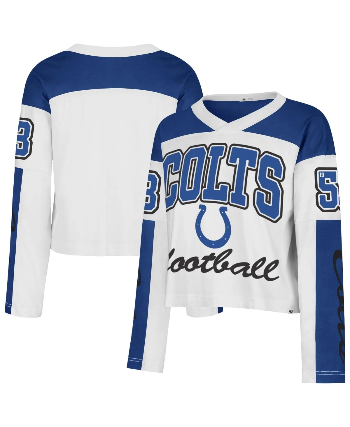 Indianapolis Colts Exclamation Metro V-Neck Long-Sleeve T-Shirt Jersey by 47 Brand