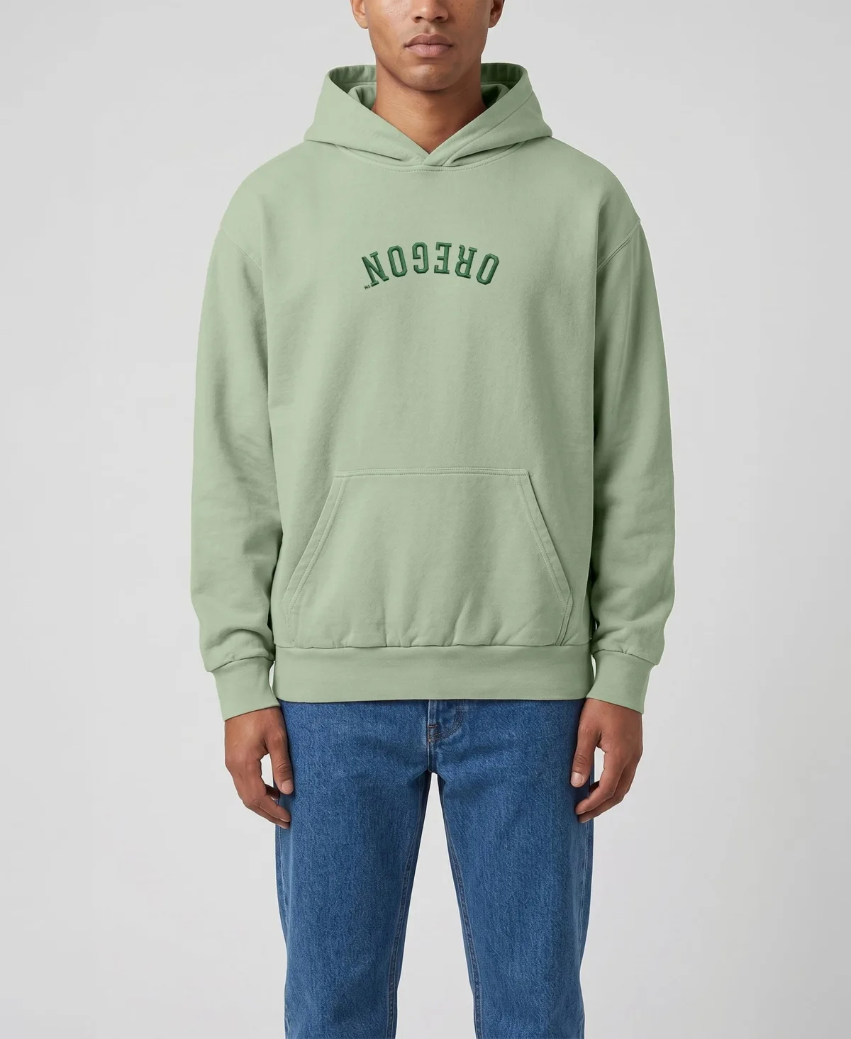 Oregon Ducks Upside Down Embroidered Vintage Heavyweight Hoodie by Uscape Apparel