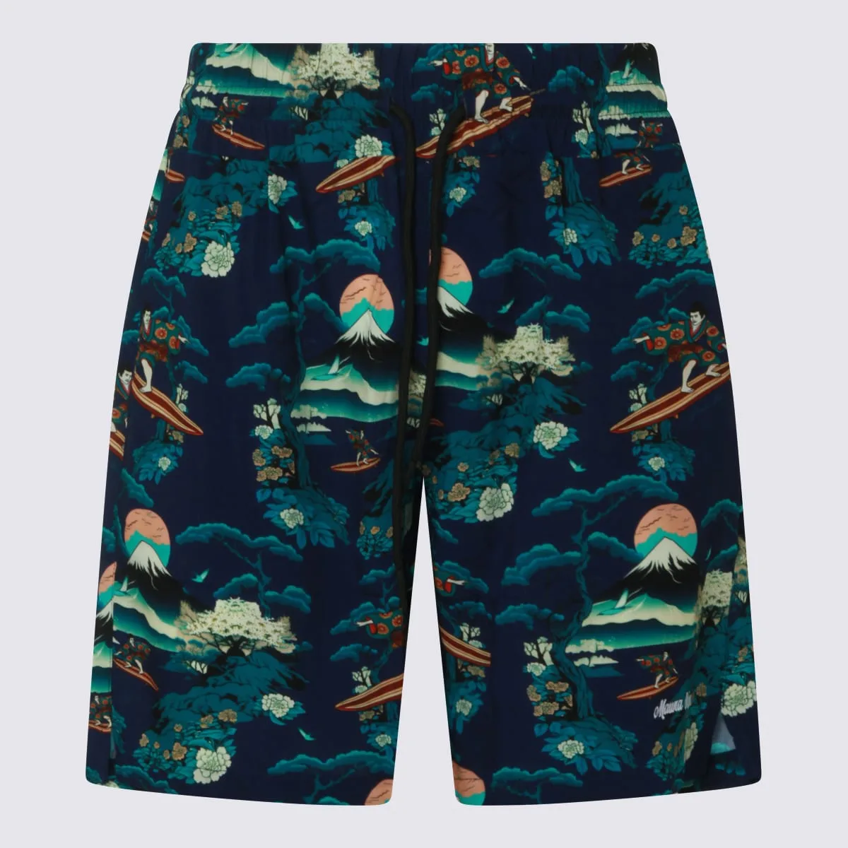 Navy Multicolor Cotton Shorts by Mauna Kea
