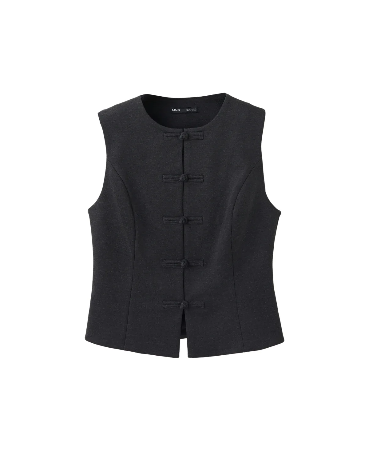 Crewneck Braided Frog Closure Vest by Mango