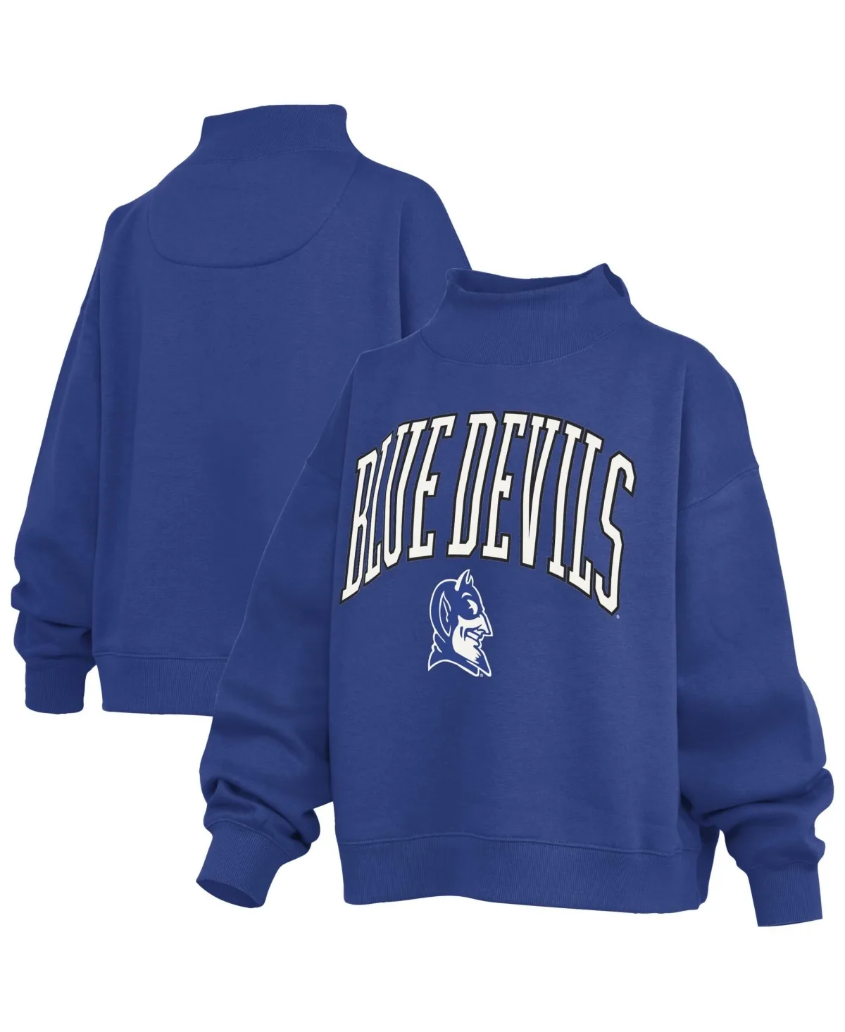 Duke Blue Devils Oversized Slogan Fleece Mock Neck Sweatshirt by Pressbox