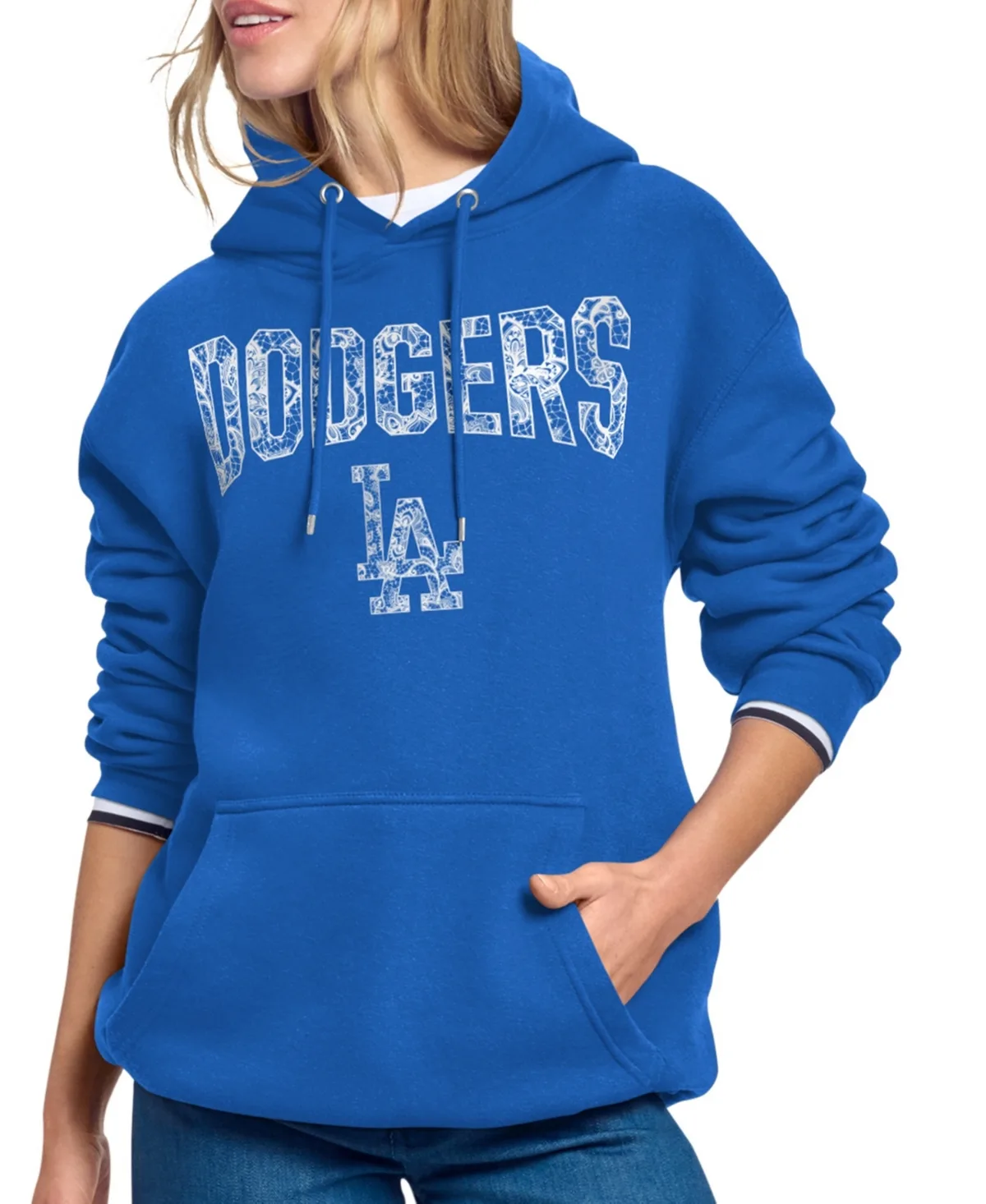Los Angeles Dodgers Lace Team Lockup Fleece Hoodie by Starter