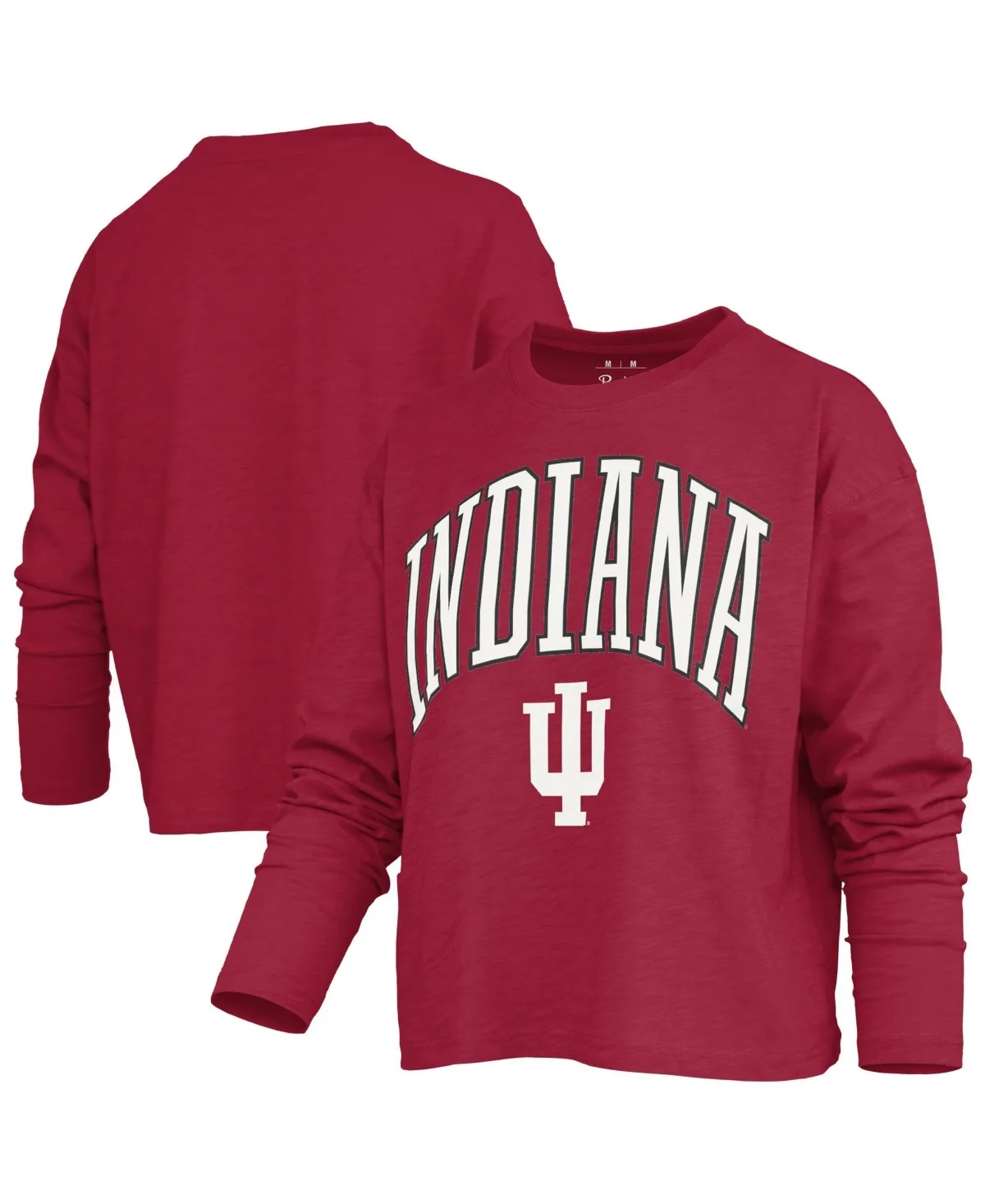 Indiana Hoosiers Motley Boxy Waist-Length Burnout Long-Sleeve T-Shirt by Pressbox
