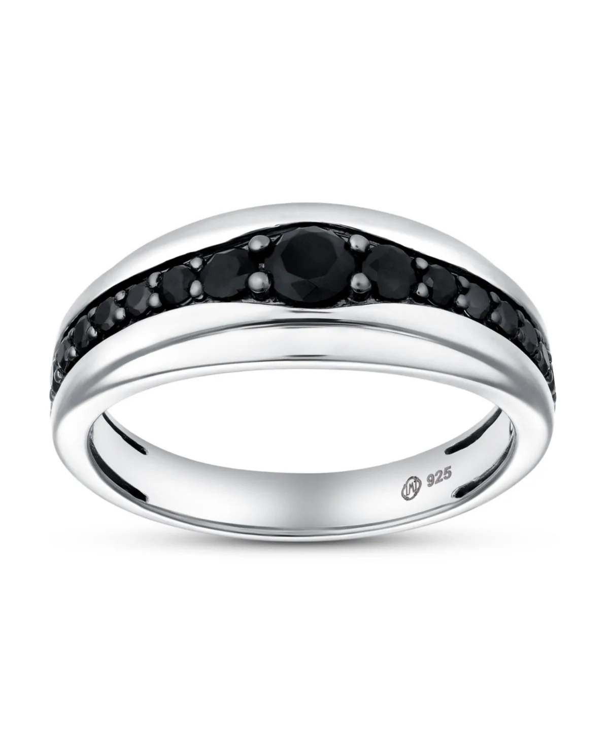 Graduated Diagonal Statement Black Spinel Ring (1 ct. t.w.) in Sterling Silver by Luvmyjewelry