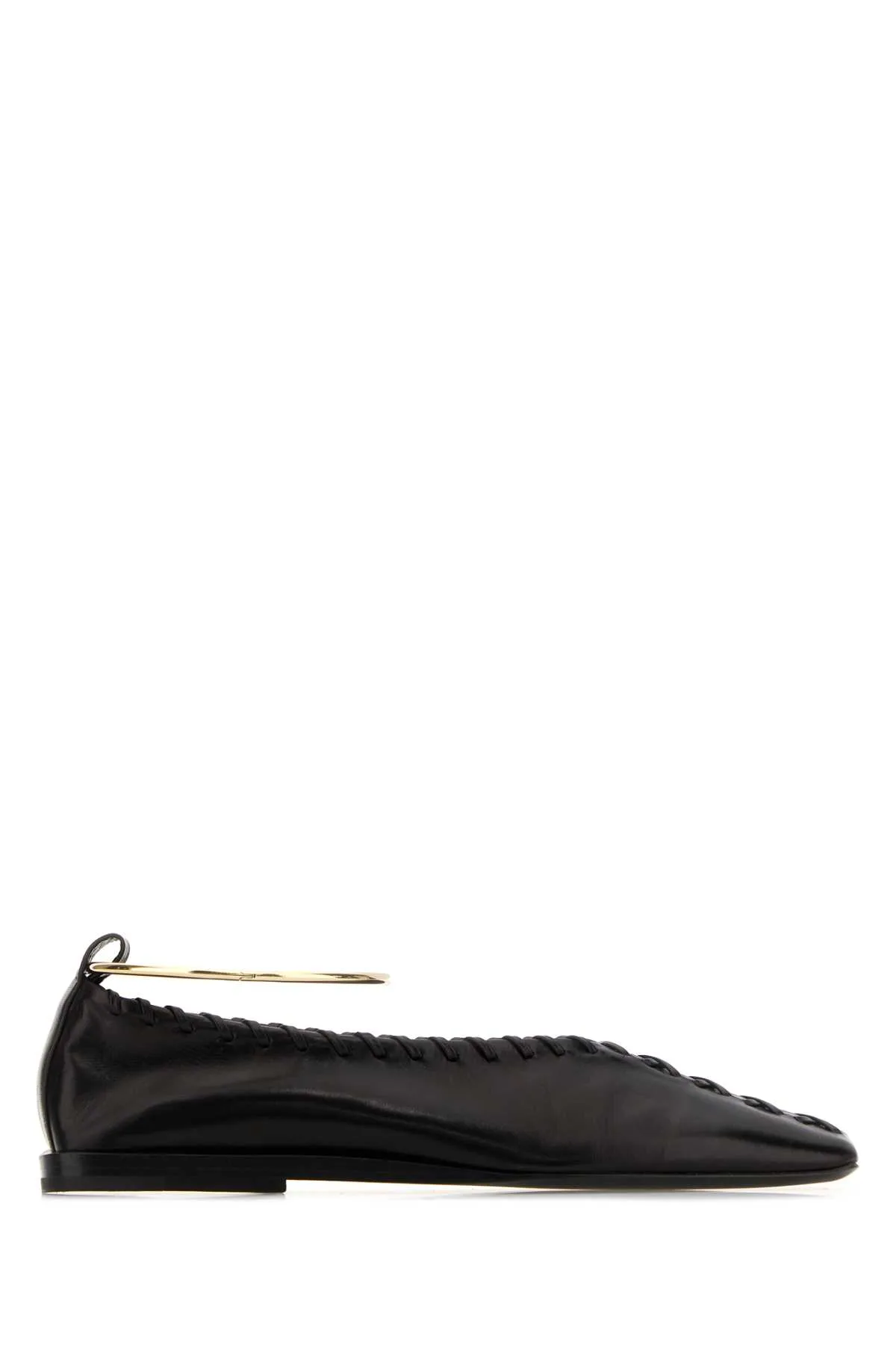 Black Leather Ring Ballerinas