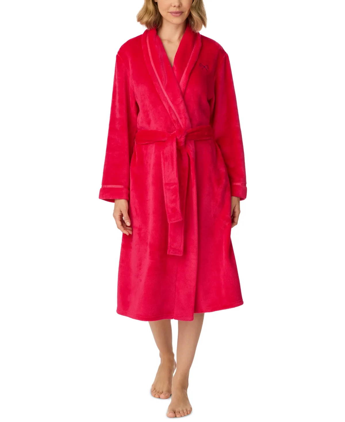 Plush-Chenille Long-Sleeve Shawl Collar Wrap Robe by Ellen Tracy