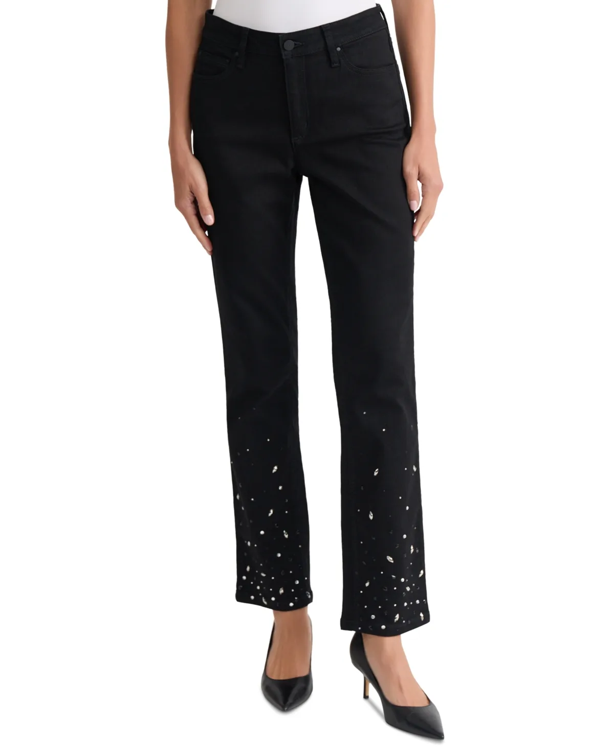 Lexington High-Rise Straight-Leg Embellished Jeans
