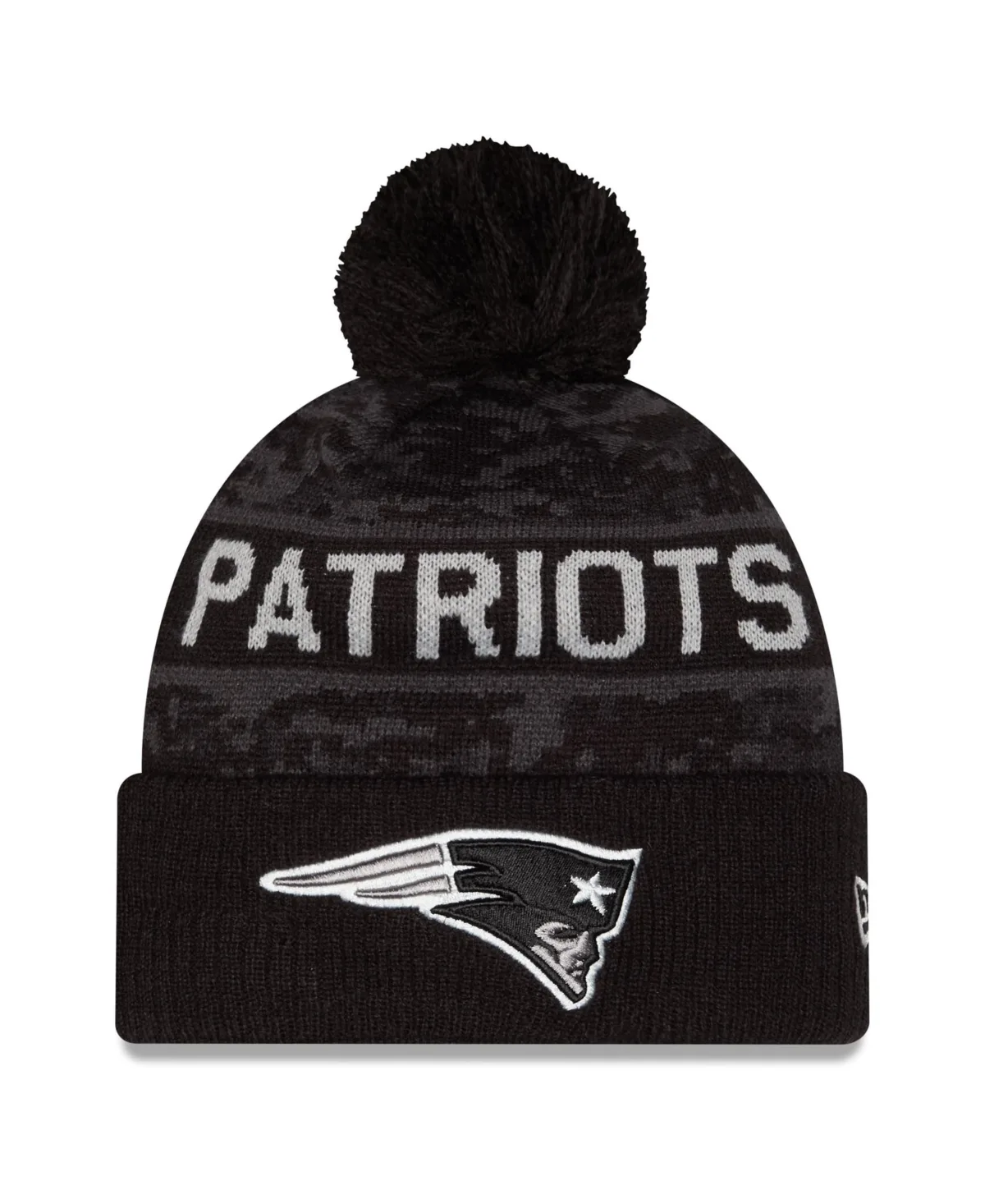 New England Patriots 2026 Salute to Service Cuffed Knit with Pom Hat by New Era