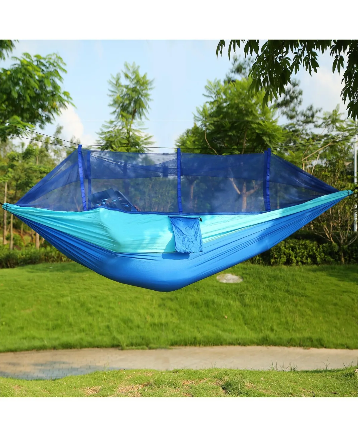 Camping Hammock, Portable Double Hammock with Net, 600lbs Load 2 Persons Hammock with Mosquito Net Outdoor Hiking Camping Hammock by Sevorley