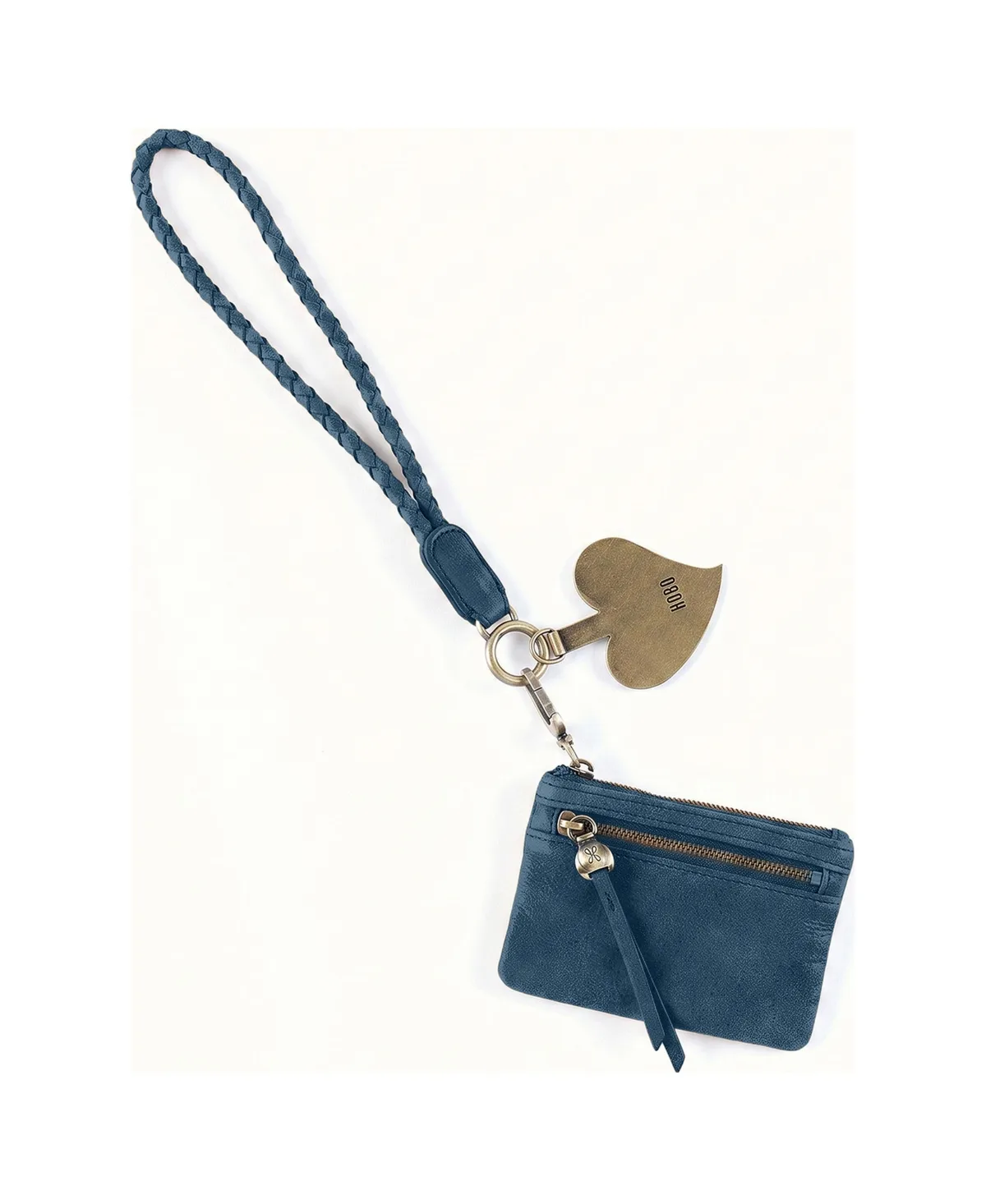 Lasso Braided Heart Charm Wristlet, 4W x 3H x 1D by Hobo
