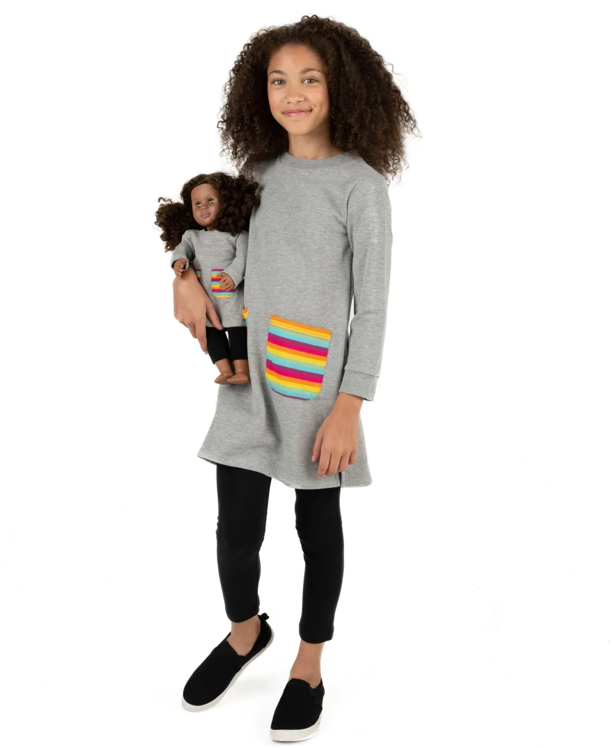 Matching Doll Long Sleeve Crew Neck Tunic Sweatshirt Dress by Leveret